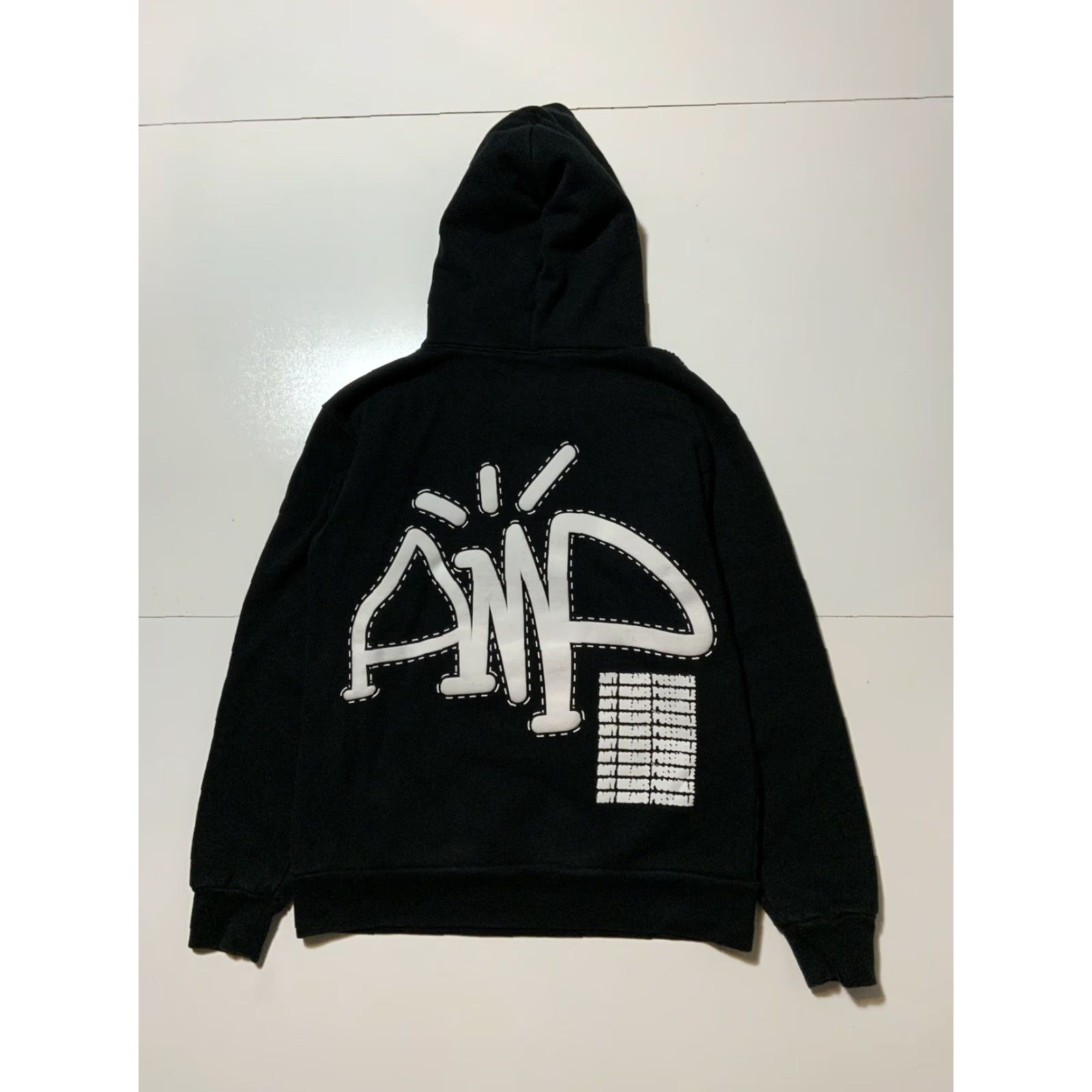 Vintage AMP Any Means Possible Kai Cenat Puff Print Heavyweight Black Pullover Hoodie SM Mens S Hoodie Size US S / EU 44-46 / 1 - 2 Thumbnail