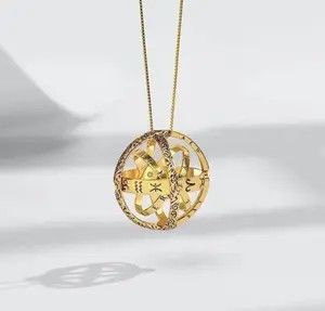 Jewelry Gold Color Astronomical Ball Pendant Necklace Size ONE SIZE - 1 Thumbnail