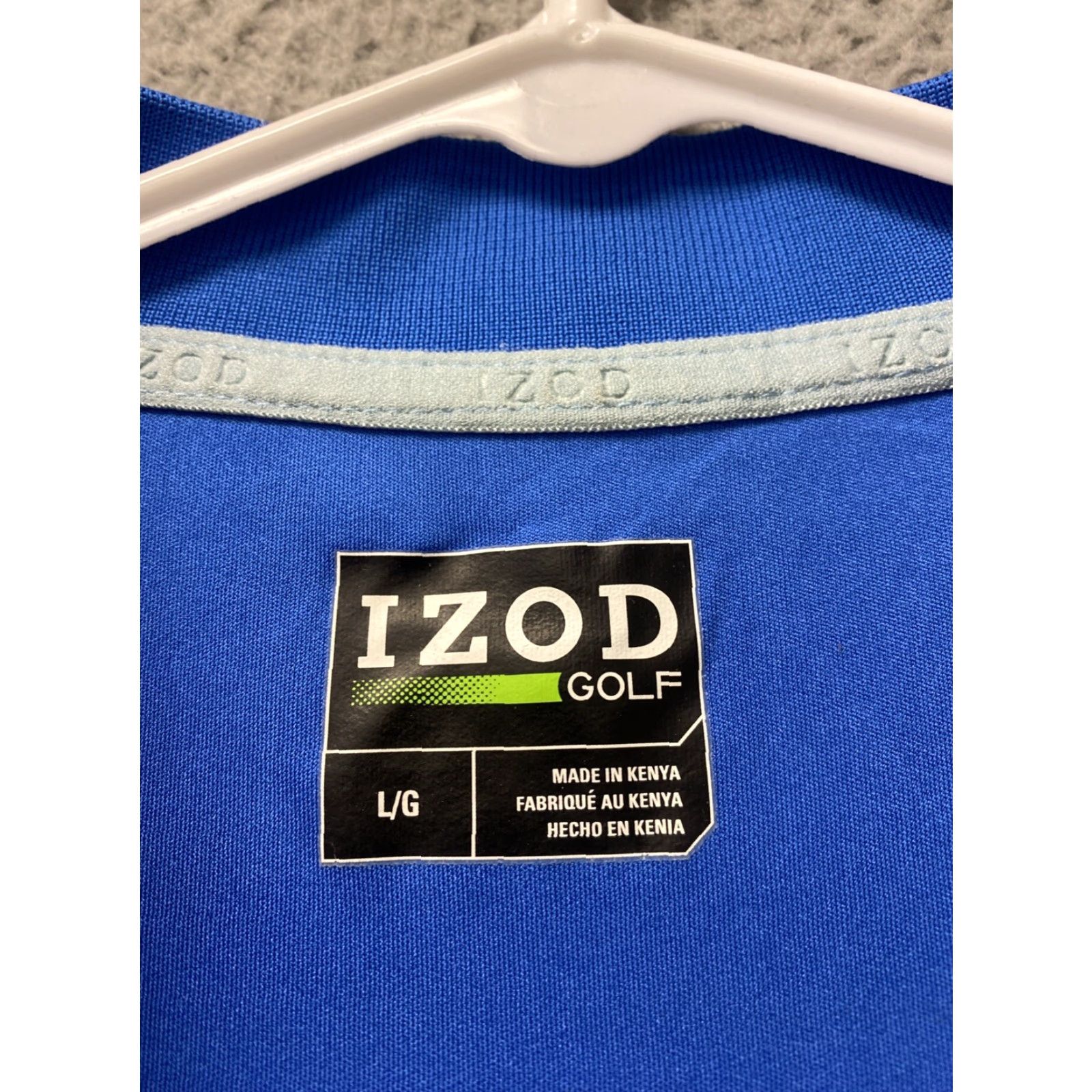 Izod IZOD Men's Large Blue Stretch Golf Polo Shirt Size L Blue 34-98 Size US L / EU 52-54 / 3 - 3 Thumbnail