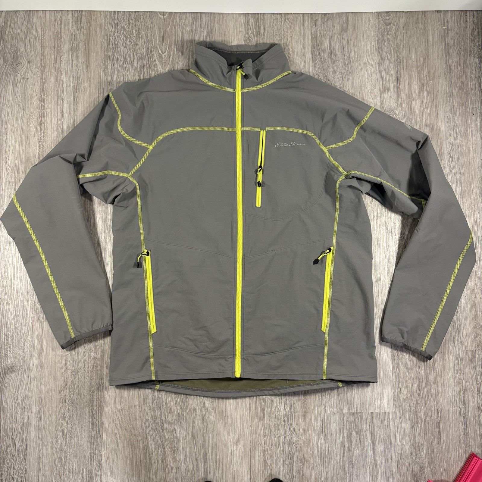 Eddie Bauer Eddie Bauer Men’s Full Zip Softshell Jacket Grey Neon Lime L Size US L / EU 52-54 / 3 - 2 Thumbnail