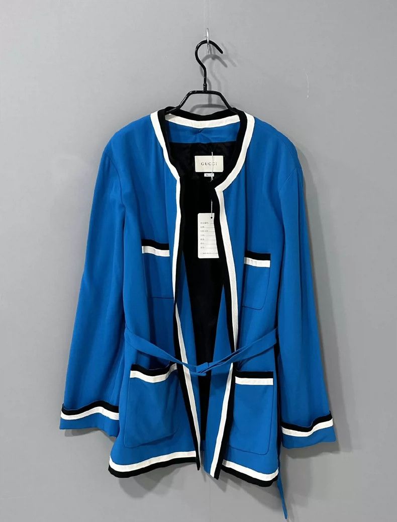 Gucci Blue Striped Gucci Jacket with Belt-dmc Size US M / EU 48-50 / 2 - 1 Thumbnail