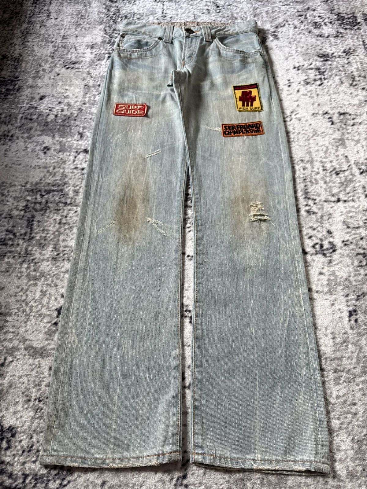 Japanese Brand Edwin 503 Japan Surfer Edition Patched Distressed Jeans Size US 29 - 1 Thumbnail