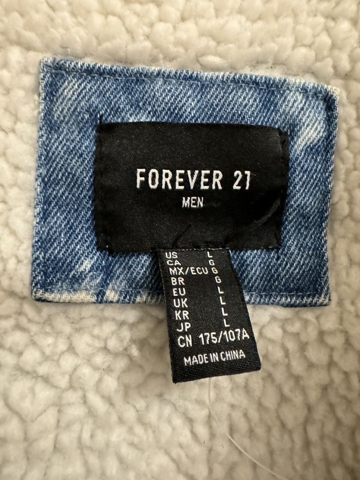 Forever 21 Bleached Denim Overcoat Jacket Sherpa Size US L / EU 52-54 / 3 - 8 Thumbnail