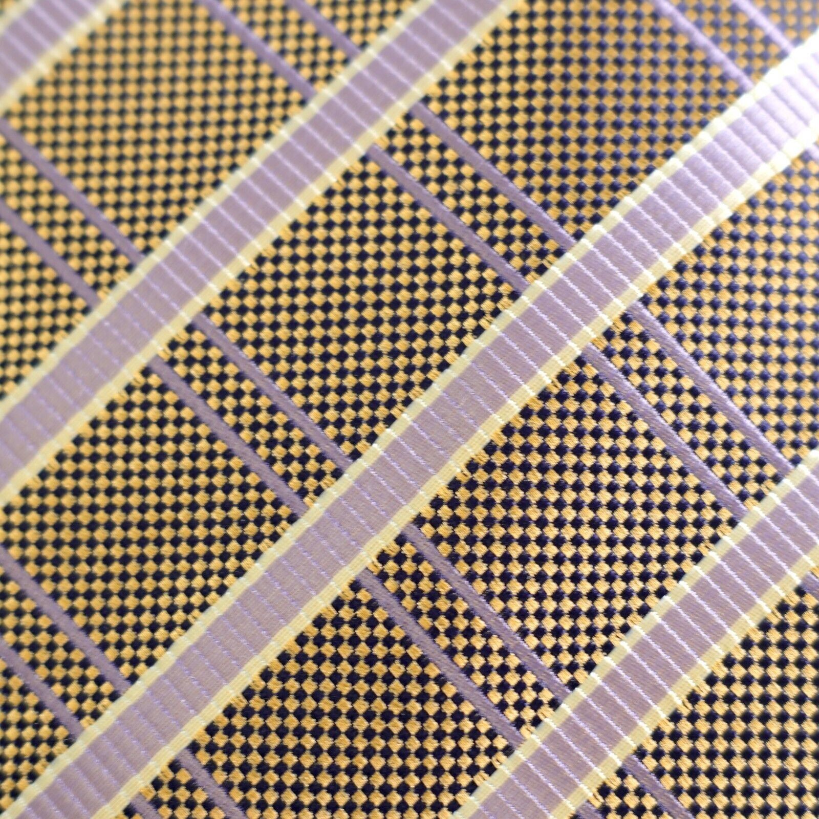Haggar Haggar Black Gold Check Purple Striped Woven Polyester Tie Size ONE SIZE - 4 Thumbnail