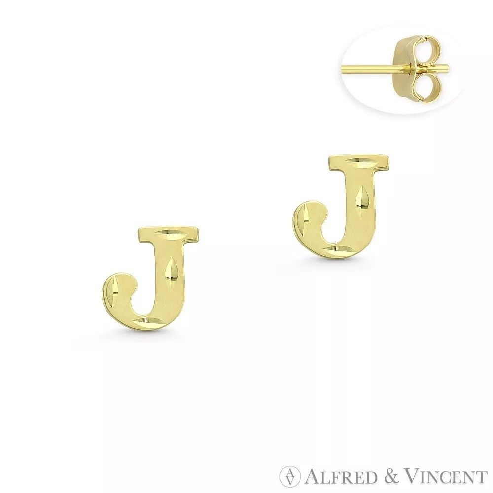 Other Initial Letter "J" Stud Earrings with Push-Back Posts Size ONE SIZE - 1 Preview