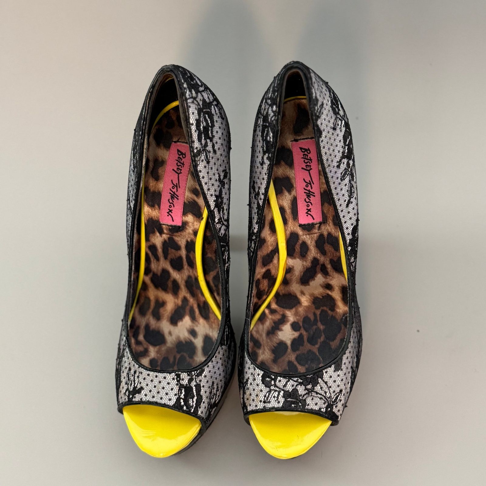 Betsey Johnson Betsey Johnson Yellow Leopard Print Platform Heels Size US 7.5 / IT 37.5 - 2 Thumbnail
