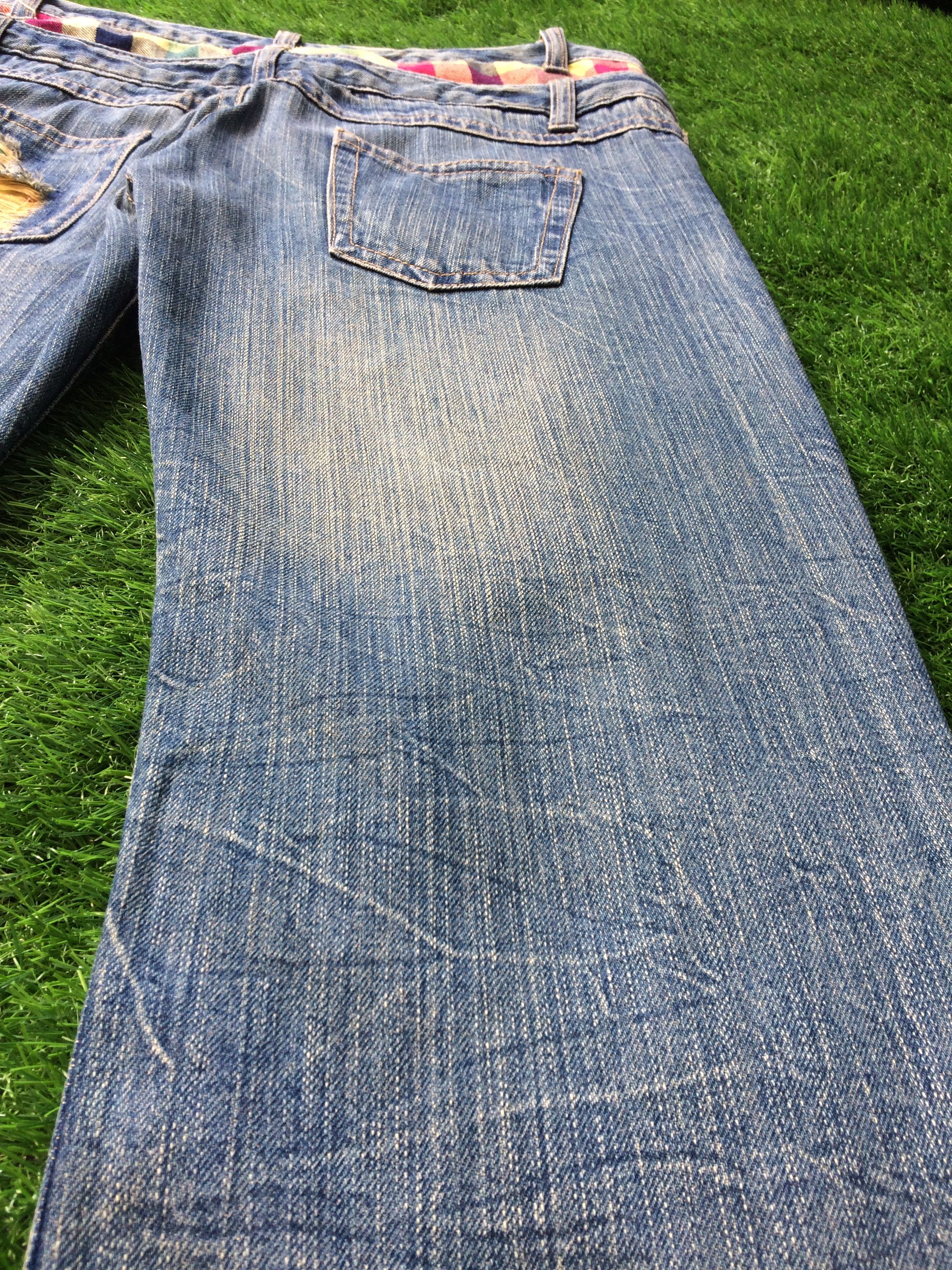Japanese Brand × Vintage Vtg Distressed Double Waist Checkered Denim Jeans D-689 Size US 31 - 8 Thumbnail