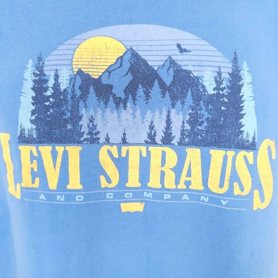 Levi's Levi's T Shirt Mens Large Blue Mountain Sunset Streetwear Crew Neck Short Sleeve Cotton Shirt Mens Size US L / EU 52-54 / 3 - 3 Thumbnail