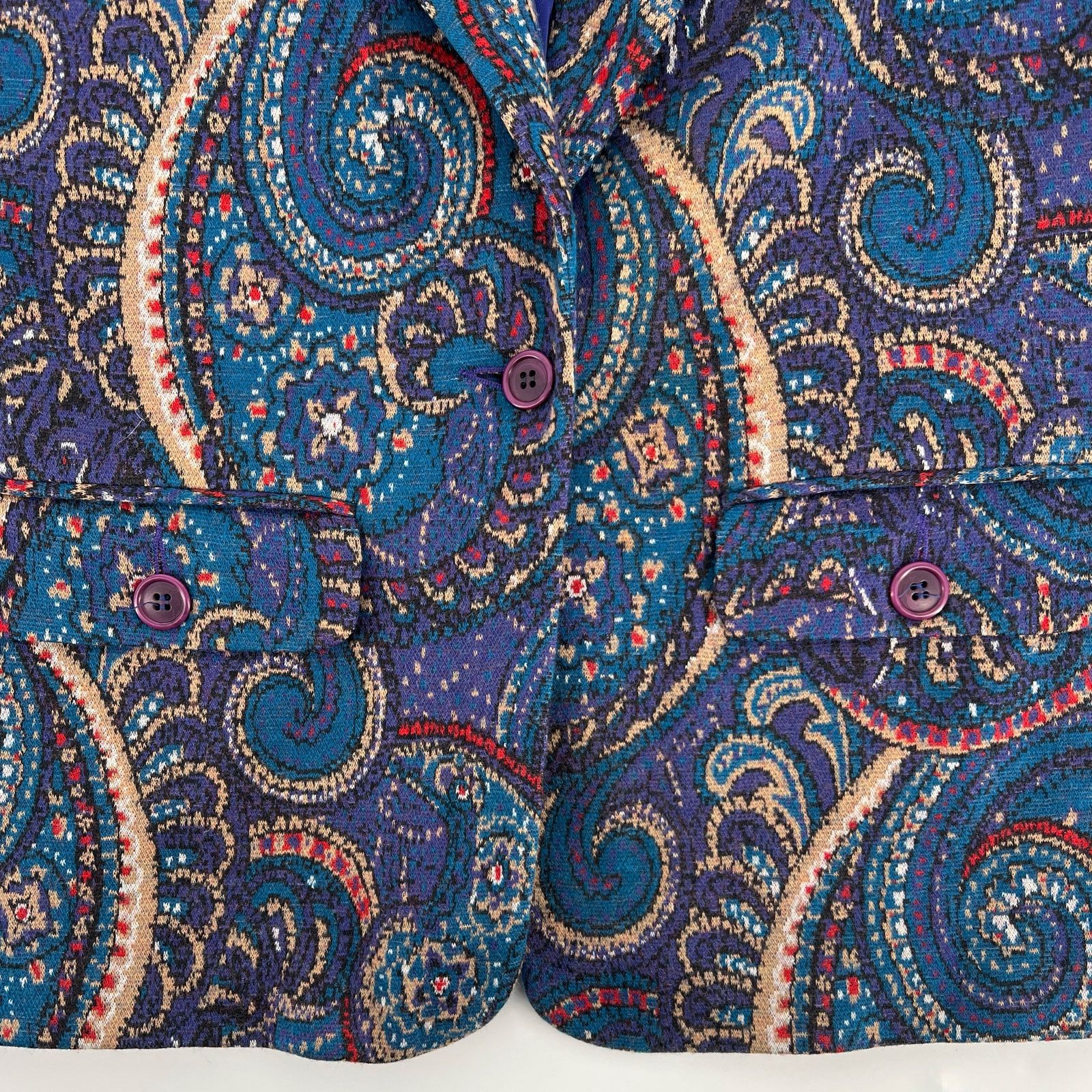 Vintage 90s paisley knit blazer jacket 1990s vintage Size S / US 4 / IT 40 - 7 Thumbnail