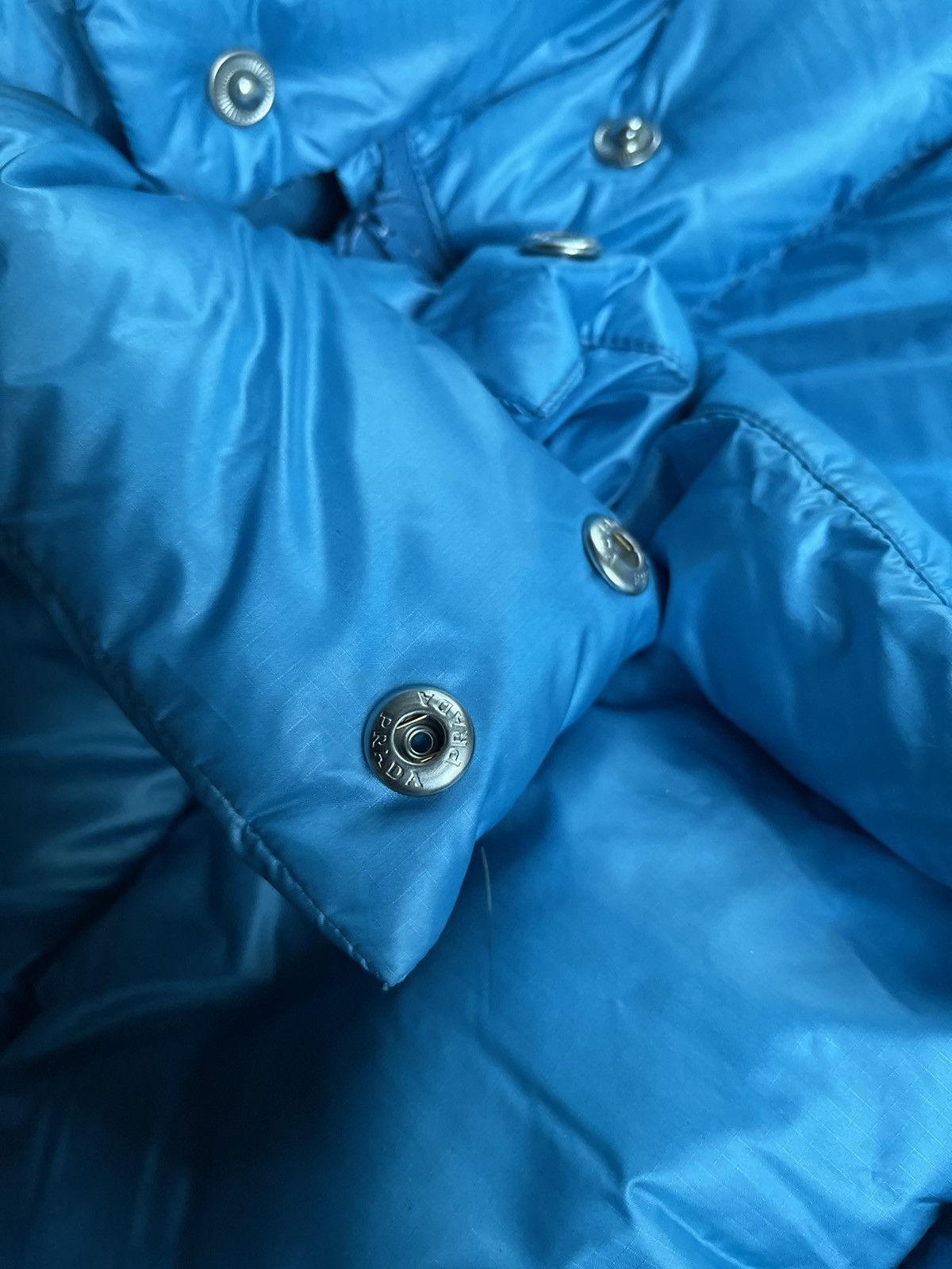 Prada NEW Prada Blue Anice Piumino Feathered Hooded Puffer Jacket Size US XS / EU 42 / 0 - 22 Thumbnail