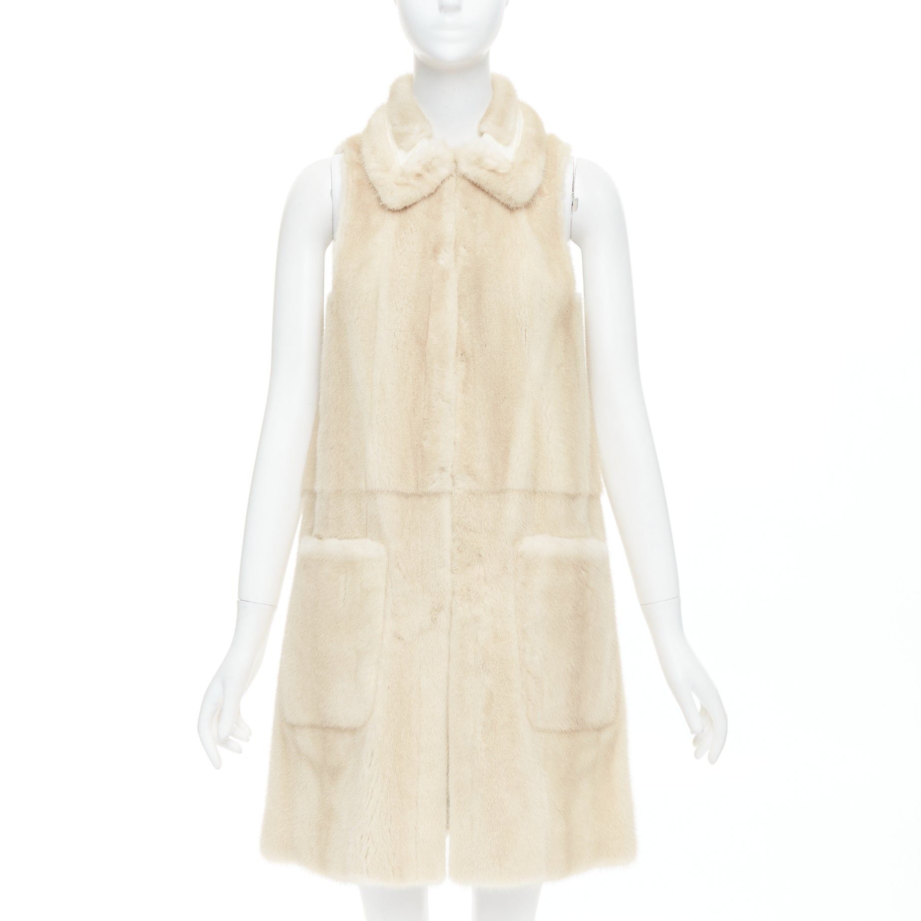 Fendi FENDI Reversible beige fur champagne gold leather metallic vest coat IT36 XXS Size XS / US 0-2 / IT 36-38 - 1 Thumbnail