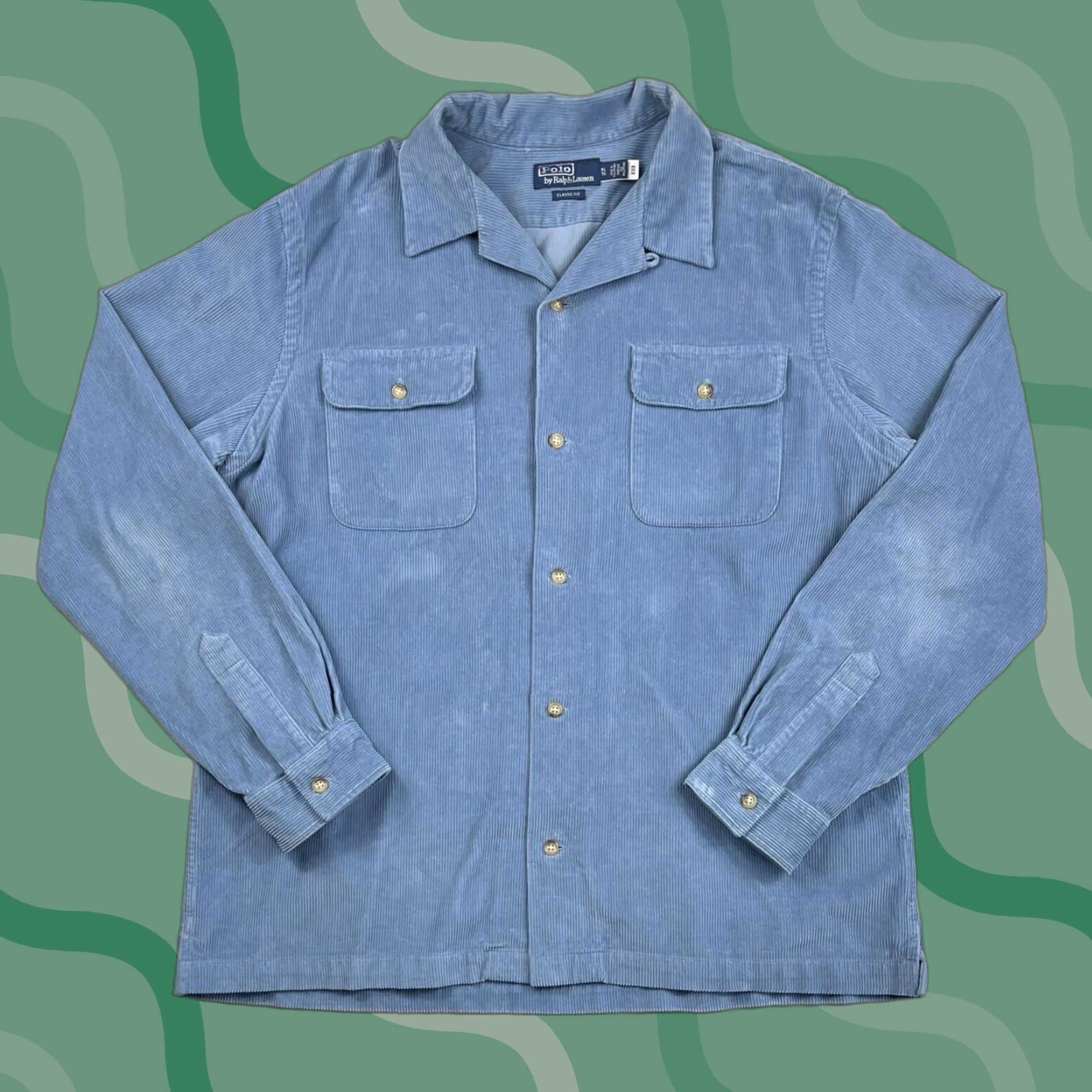 Polo Ralph Lauren Polo Ralph Lauren Shacket Corduroy Button-Up Shirt XL Men Blue Pockets Classic Fit Button-Up Shirt Men Size US XL / EU 56 / 4 - 1 Thumbnail