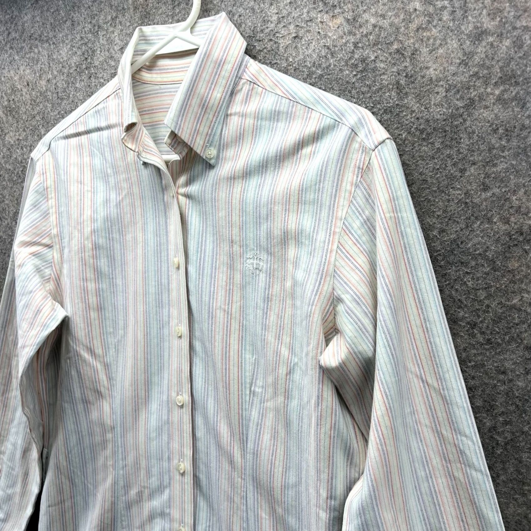 Brooks Brothers VINTAGE Brooks Brothers Shirt Dress Womens 2 Blue Pink Striped Button Down Collared Knee Length Size XS / US 0-2 / IT 36-38 - 3 Thumbnail