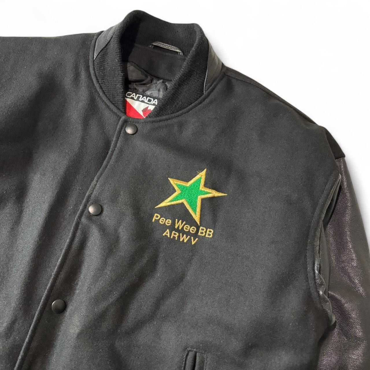 Vintage Vintage Black Leather Wool Blend Bomber Jacket - S Size US S / EU 44-46 / 1 - 2 Thumbnail