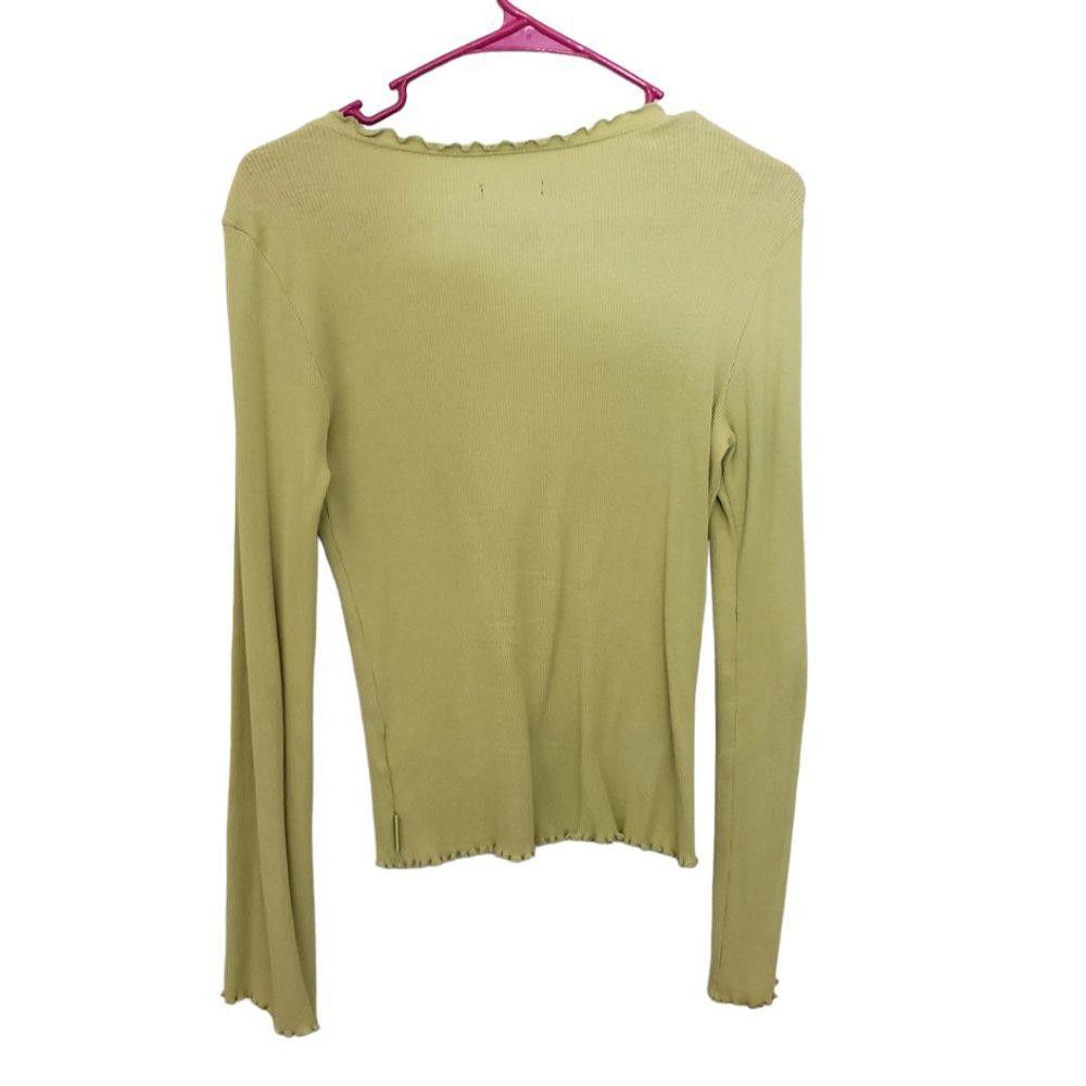 Designer CT1236 Ladies Calvin Klein Green V-neck long sleeve T-shirt Size L / US 10 / IT 46 - 2 Thumbnail