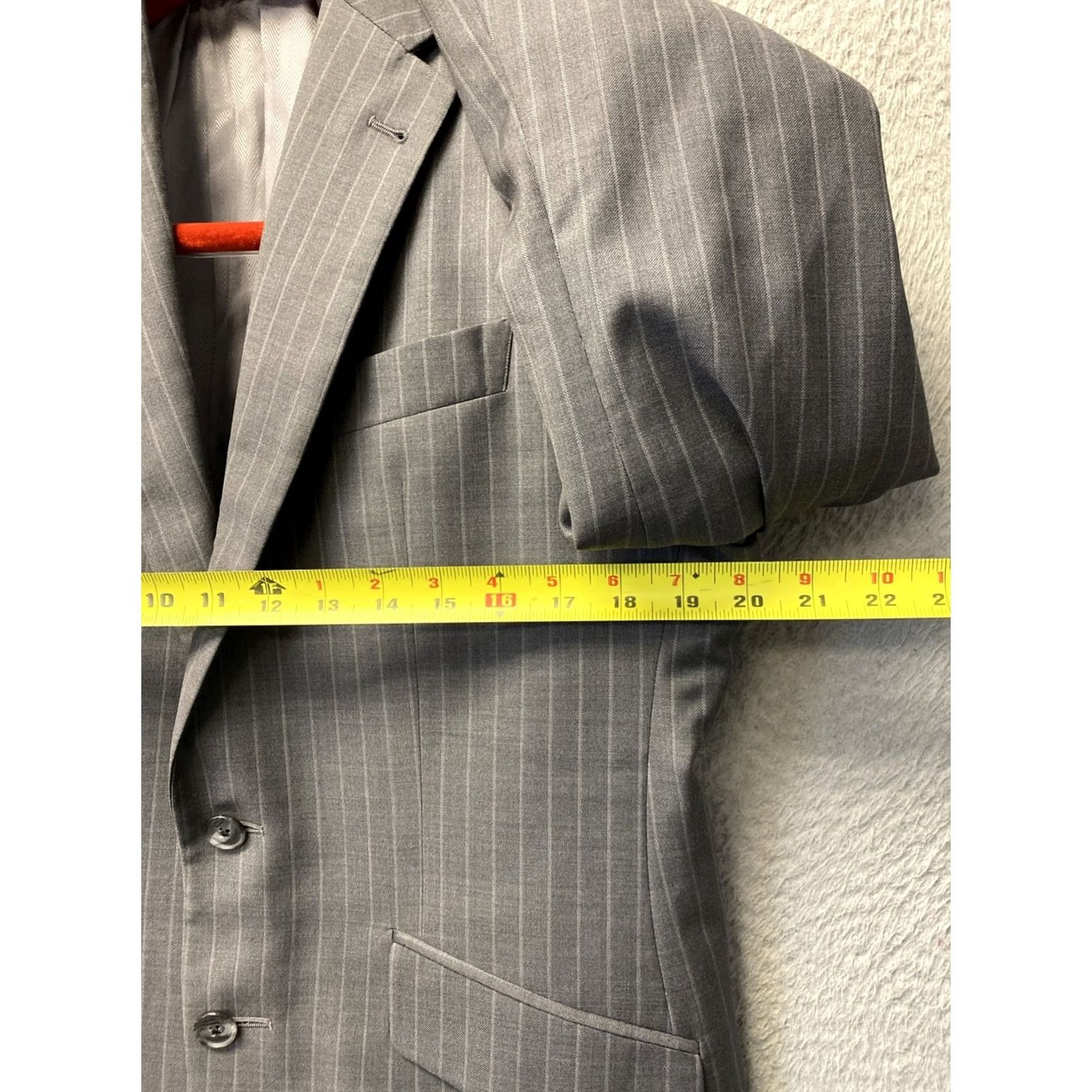 Joseph Abboud VINTAGE? No — Joseph Abboud Ermenegildo Zegna Wool Blazer 42S Gray Striped / 0917 Size 42R - 4 Thumbnail