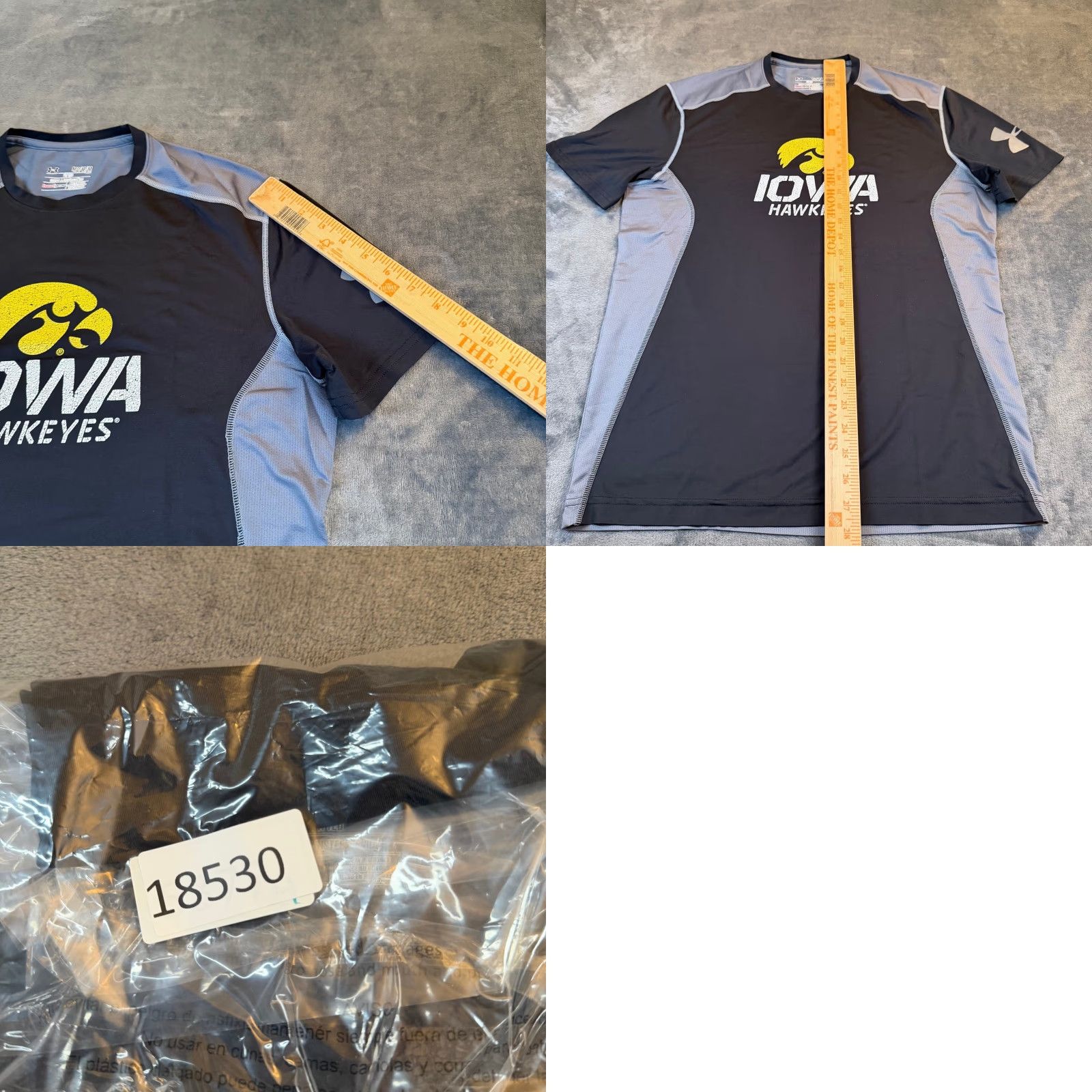 Under Armour Under Armour Hawkeyes T Shirt Mens Medium Black Gray Fitted HeatGear Short Sleeve Athletic Crew Neck Logo Moisture Wicking Size US M / EU 48-50 / 2 - 8 Thumbnail