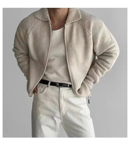 Japanese Brand Vintage Beige L Casual Knit Sweater Lapel Jacket Coat Size US L / EU 52-54 / 3 - 3 Thumbnail