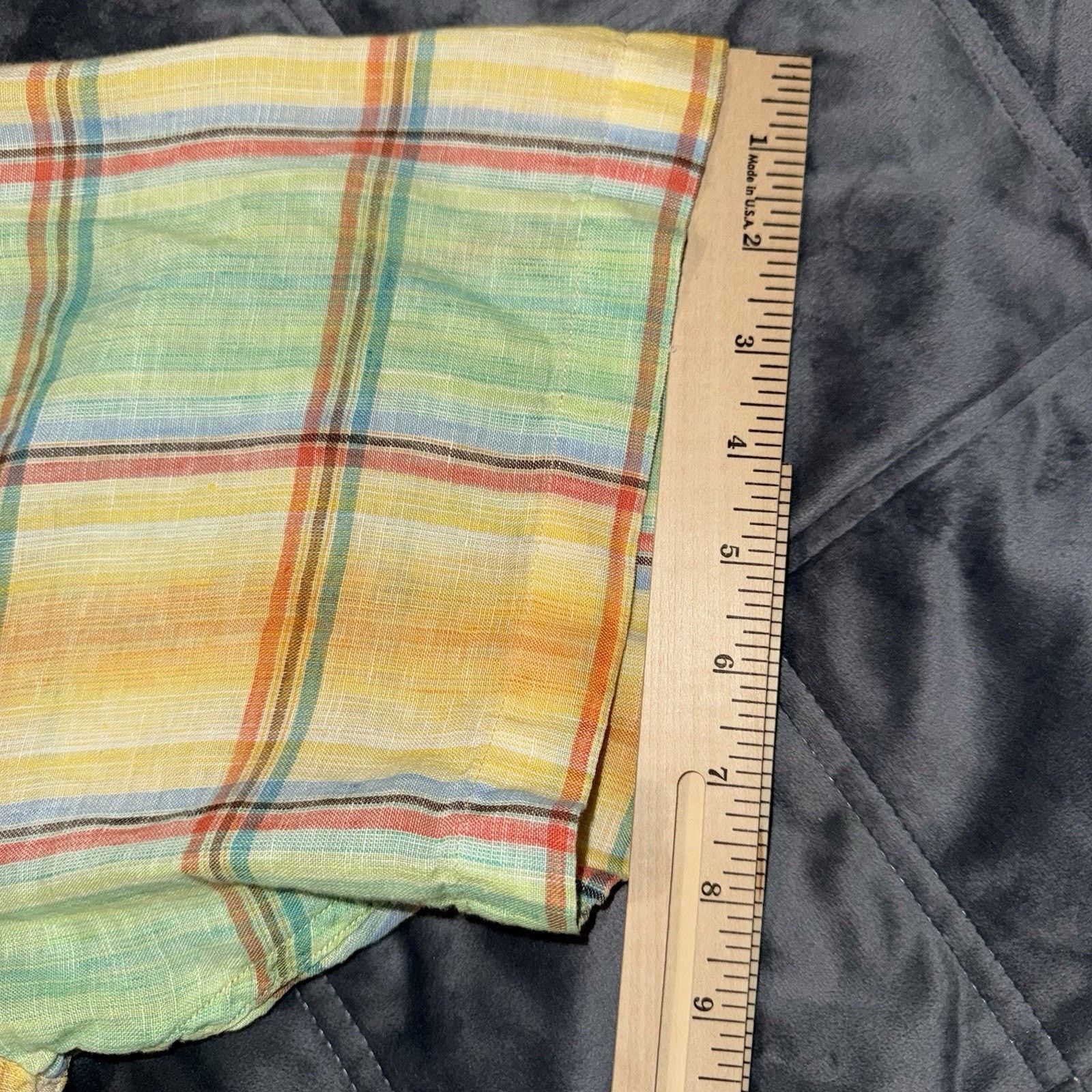 Alan Flusser Linen Pastel Plaid Shirt Men’s XL Lightweight Resort Wear Size US XL / EU 56 / 4 - 7 Thumbnail