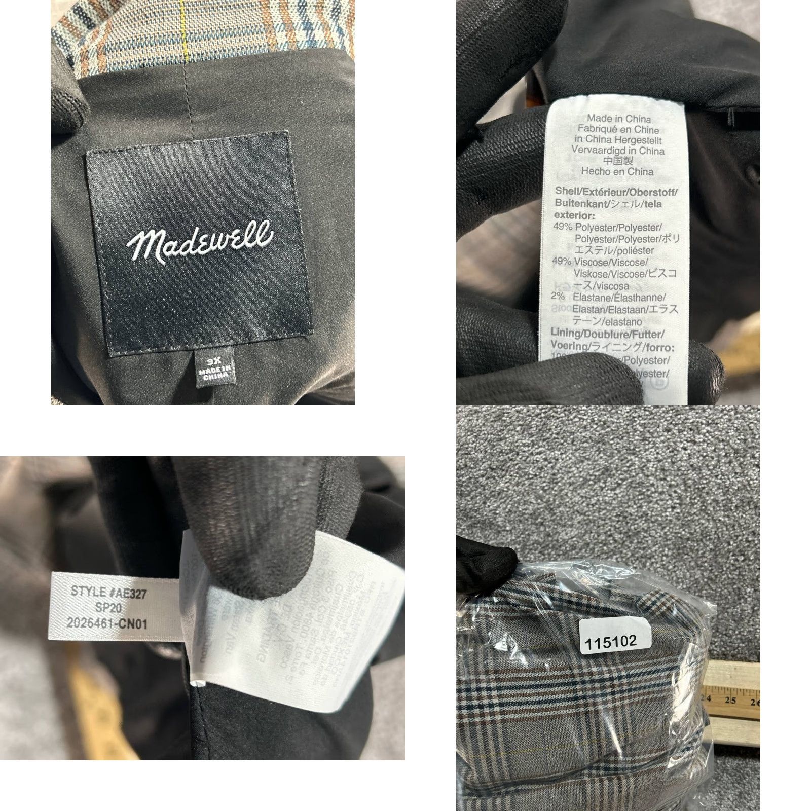 Madewell Madewell Caldwell Double Breasted Blazer 3X Gray Plaid Oversized Womens Size XXL / US 16-18 / IT 52-54 - 8 Thumbnail
