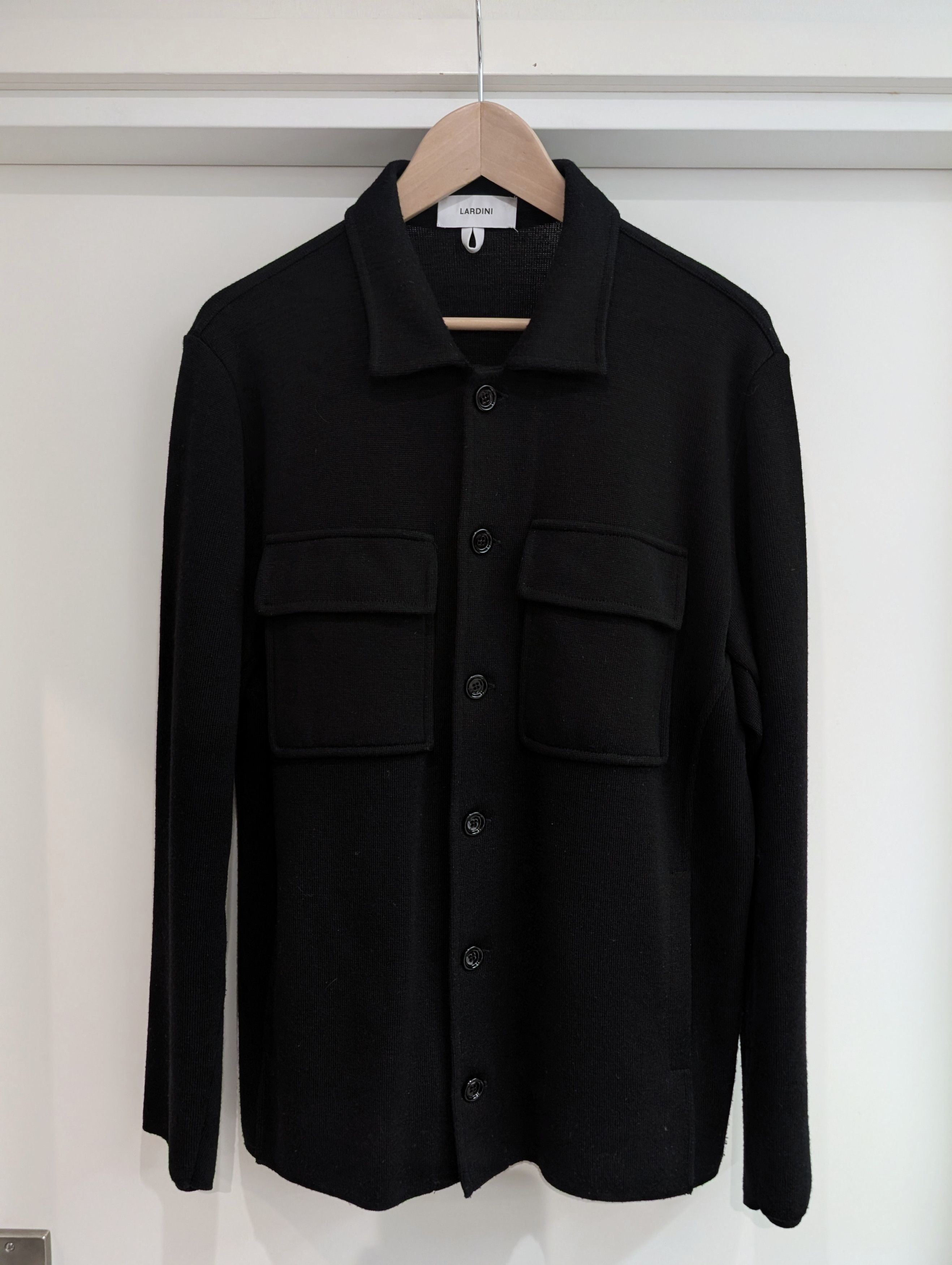 Lardini Virgin wool knit shirt-jacket / cardigan, fits L Size US XL / EU 56 / 4 - 1 Thumbnail