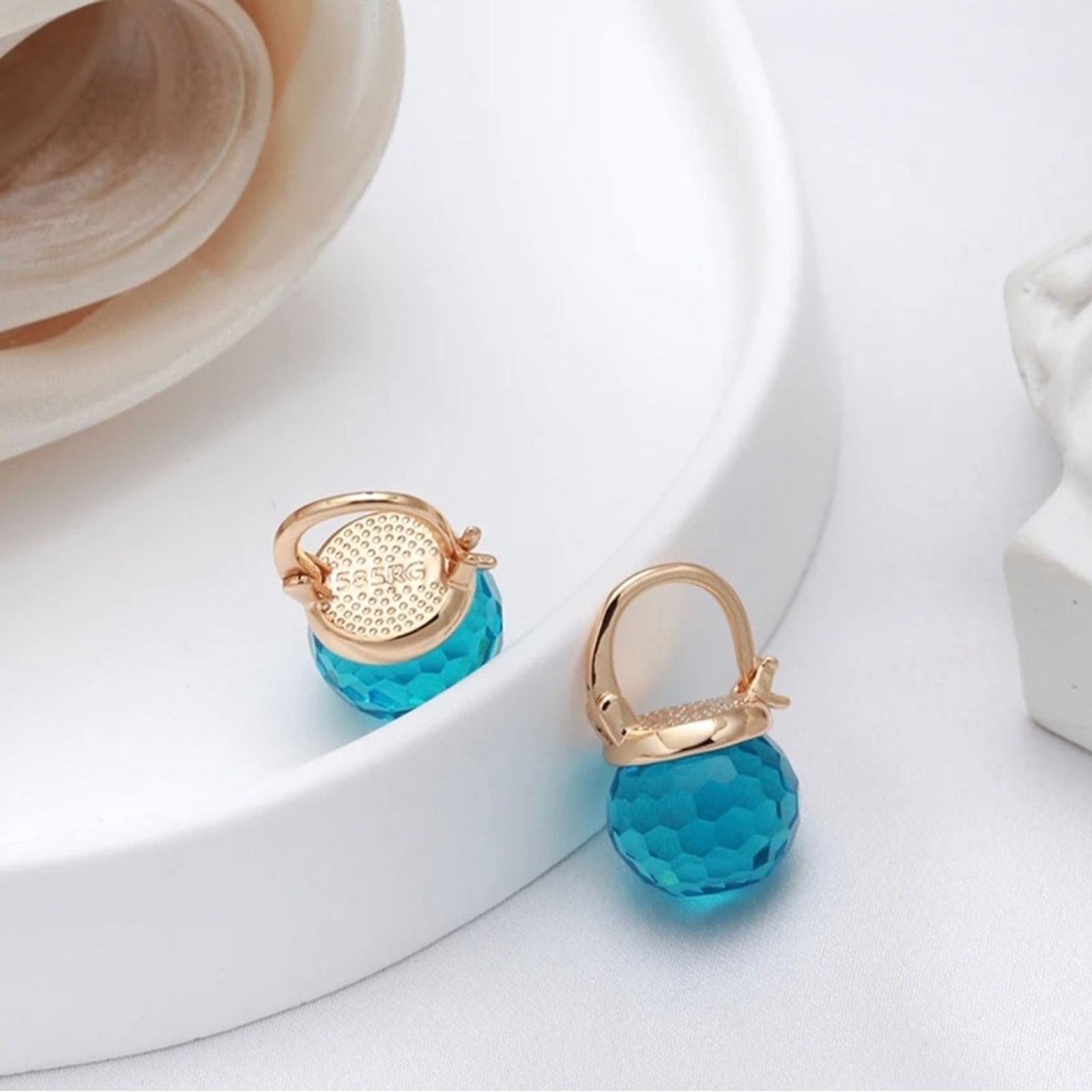 Other Blue Ball Zirconia Earrings Size ONE SIZE - 4 Thumbnail