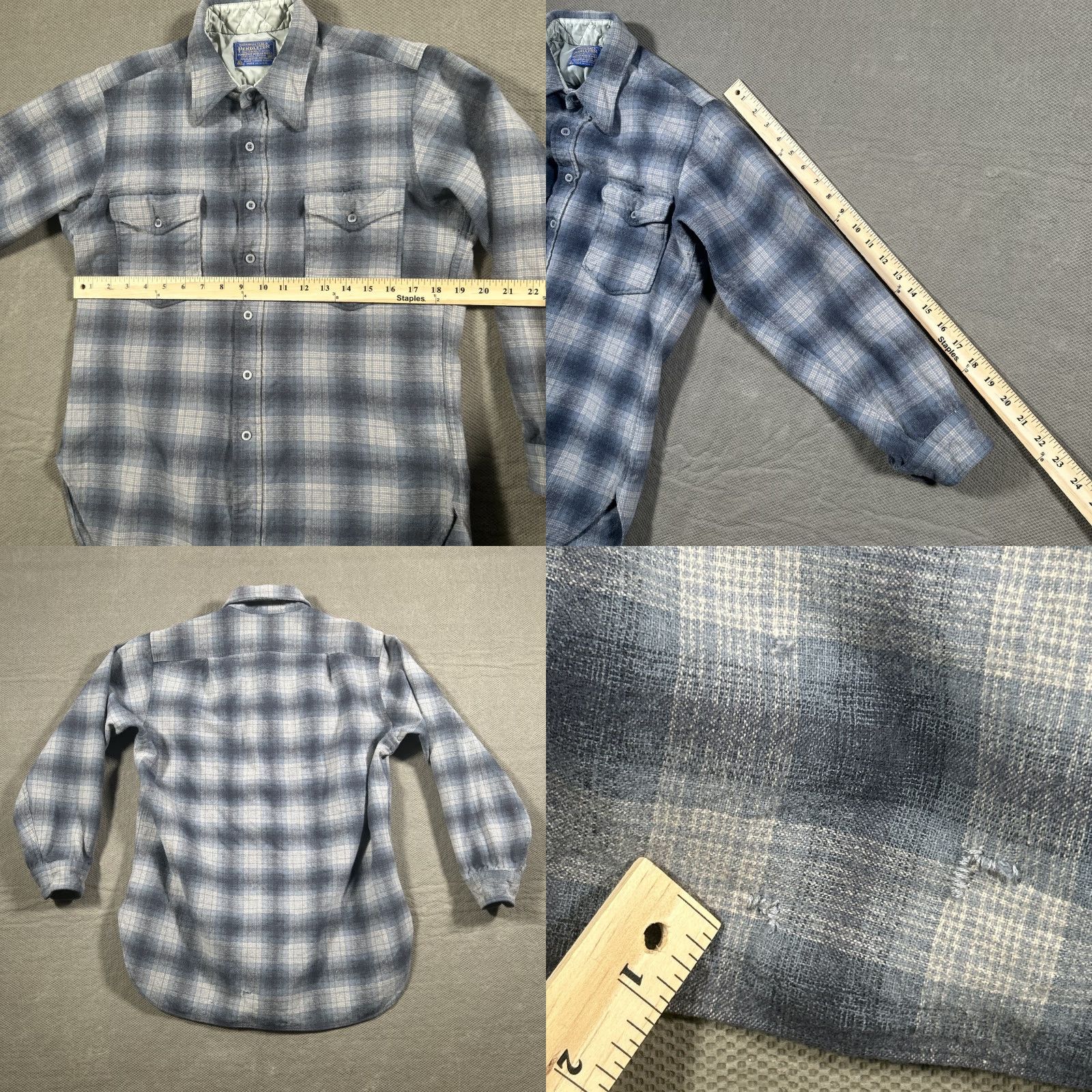 Pendleton VINTAGE Pendleton Mens Shirt 16.5 Long Sleeve Button Front Plaid Blue Wool USA Size US XL / EU 56 / 4 - 8 Thumbnail