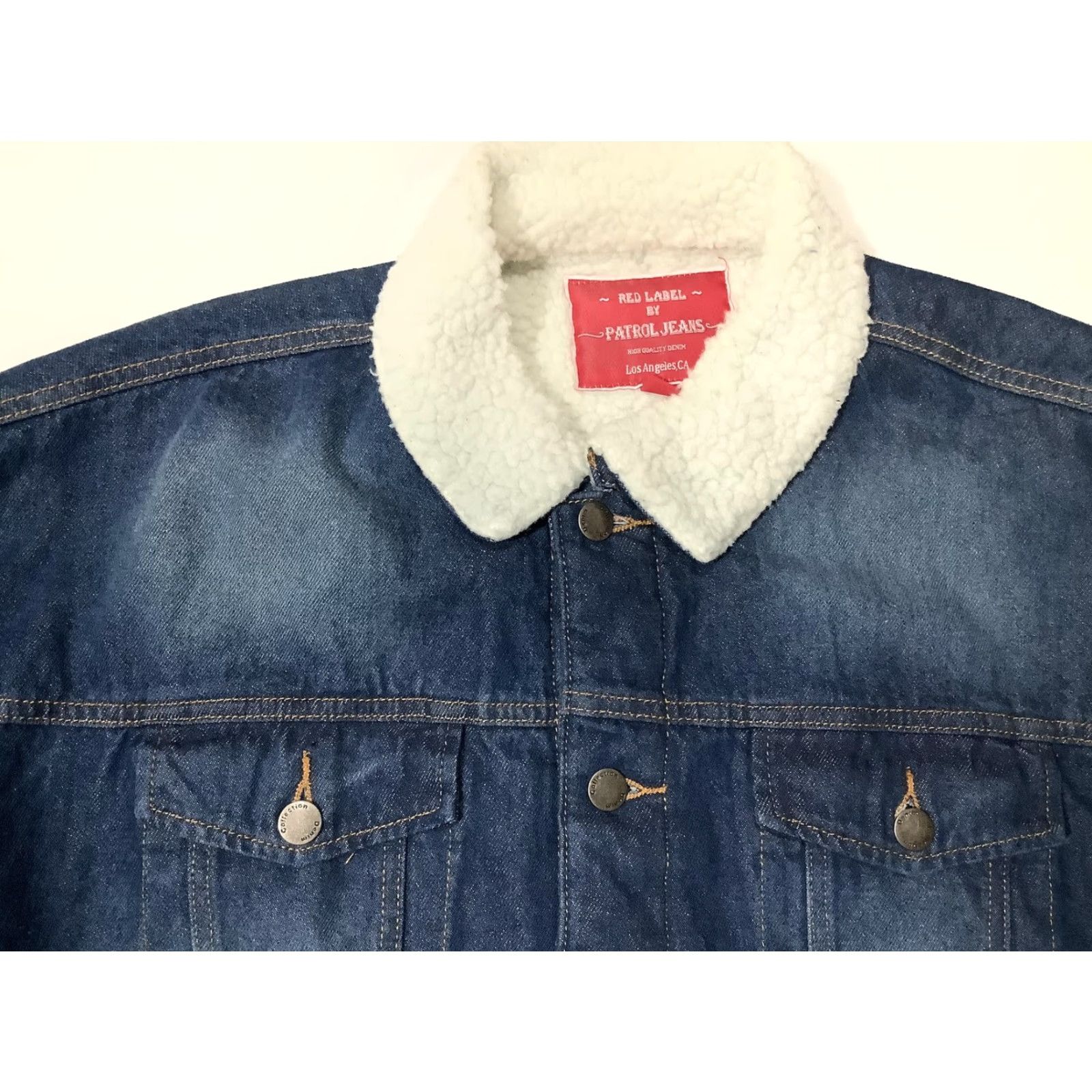 Denime Patrol Jeans Jacket XL Blue Denim Bomber Sherpa Lined Mens Casual Winter Workwear LDJS-002 Size US 36 / EU 52 - 2 Thumbnail