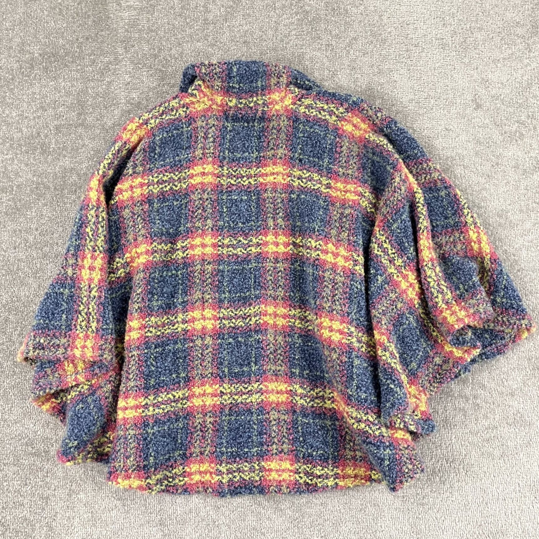 Vintage VINTAGE John Branigan Weavaers Cape Poncho Sweater Womens OS One Size Full Zip Plaid Size ONE SIZE - 6 Thumbnail