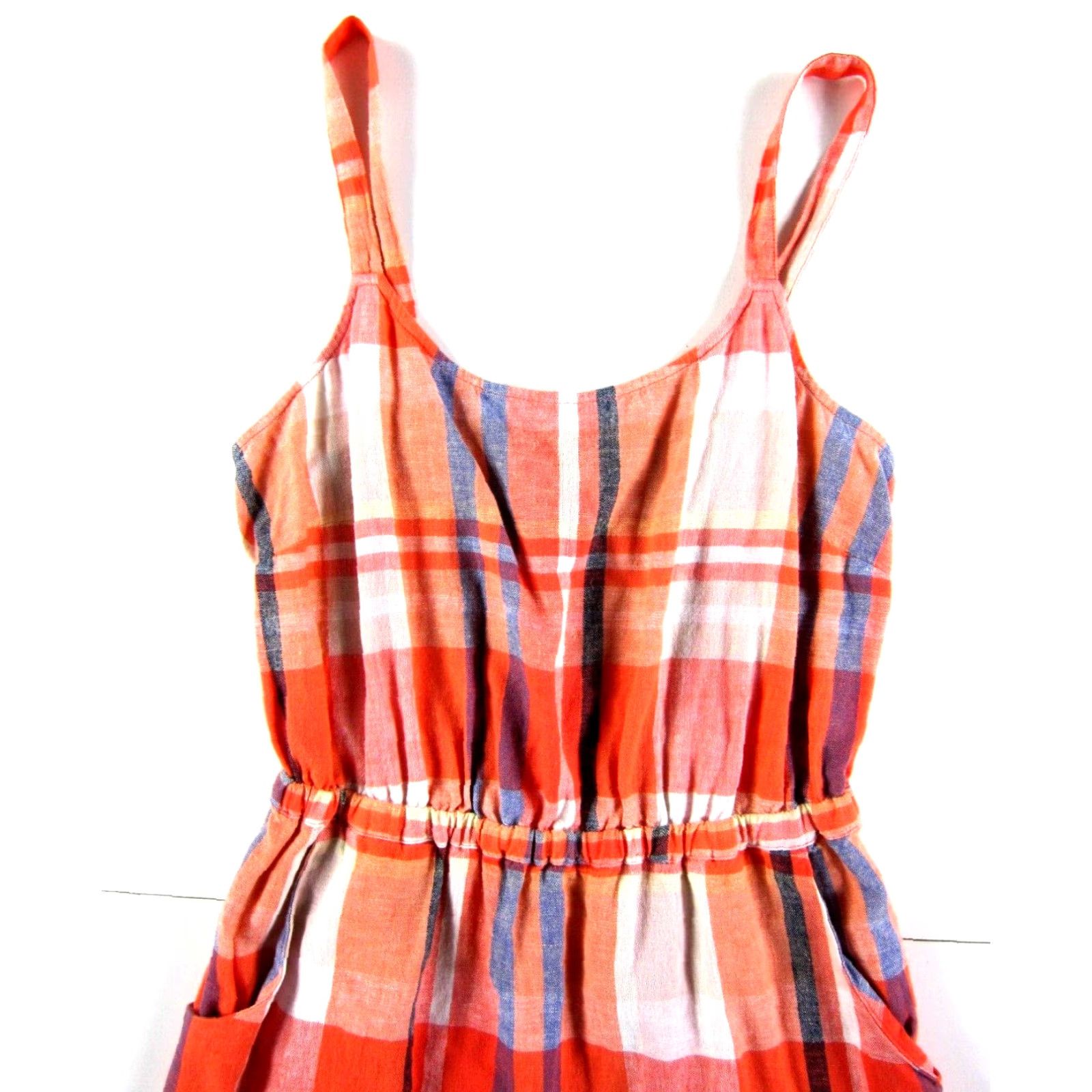 Old Navy Old Navy Plaid Pocket Tank Sun Dress Women Medium Linen Rayon Pink Size M / US 6-8 / IT 42-44 - 4 Thumbnail