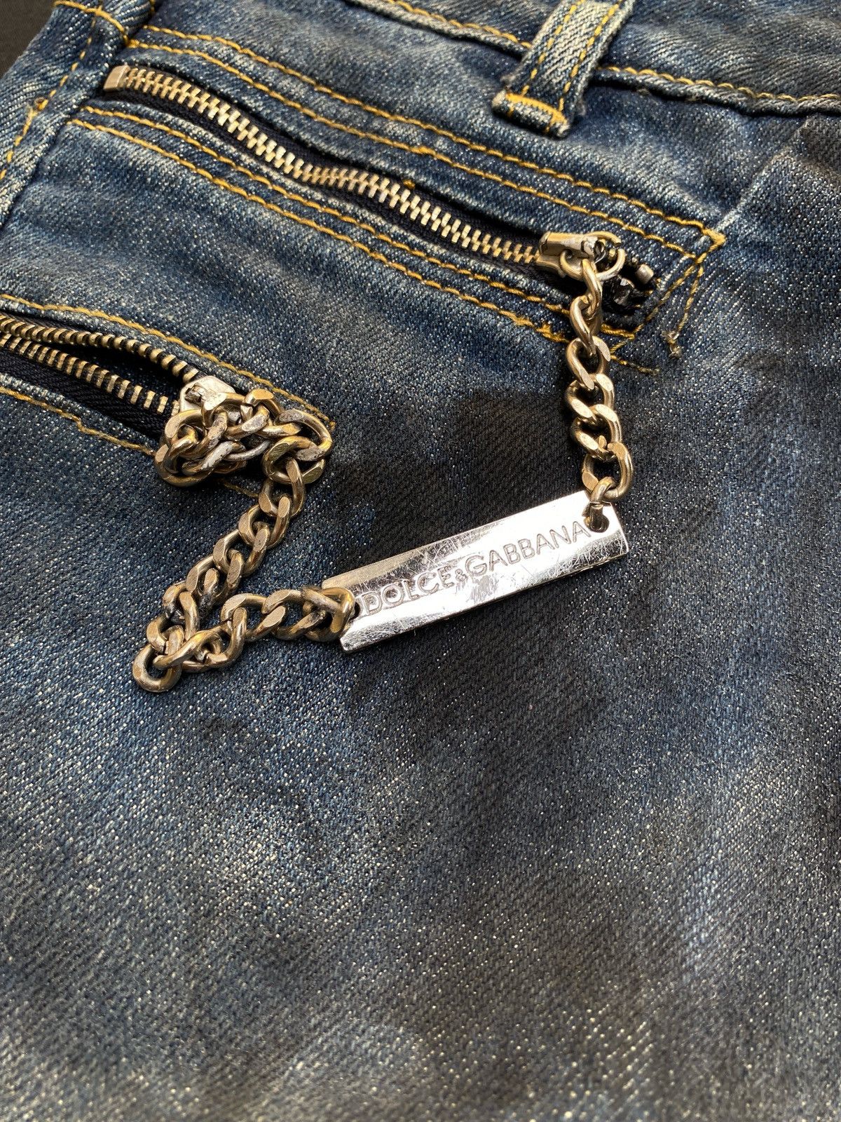 Dolce & Gabbana × Vintage Vintage D&G Dolce & Gabbana Trompe l’oeil Painted Denim Size 28" / US 6 / IT 42 - 5 Thumbnail