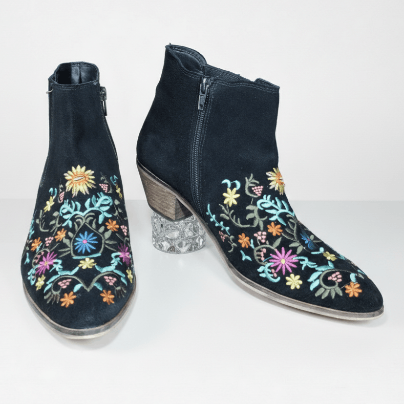 Other Diba Size 8.5 Booties Embroidered Black Suede Leather Size US 8.5 / IT 38.5 - 1 Thumbnail