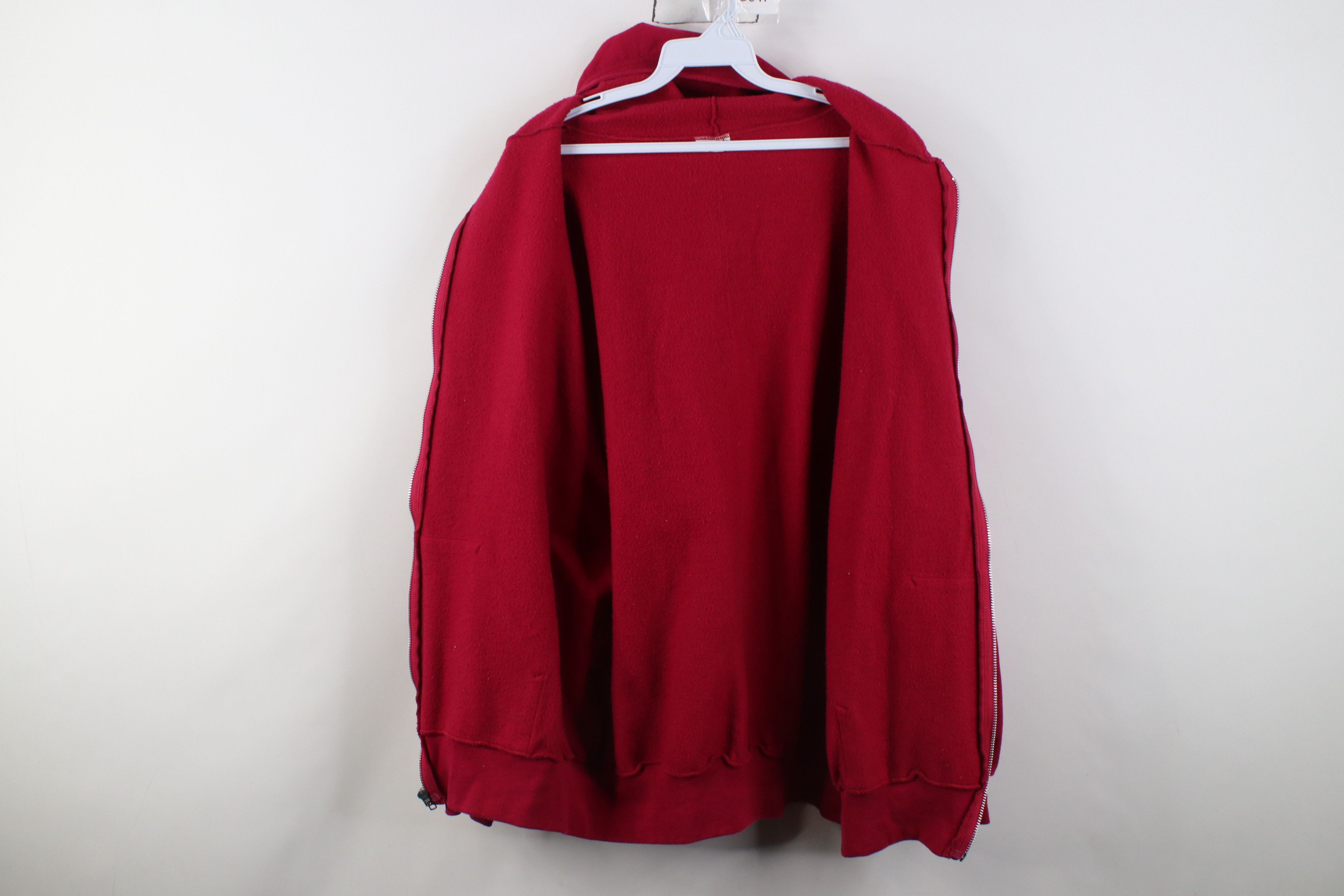 Vintage Vintage 90s Streetwear Blank Full Zip Hoodie Sweatshirt Red Size XXL / US 16-18 / IT 52-54 - 10 Thumbnail