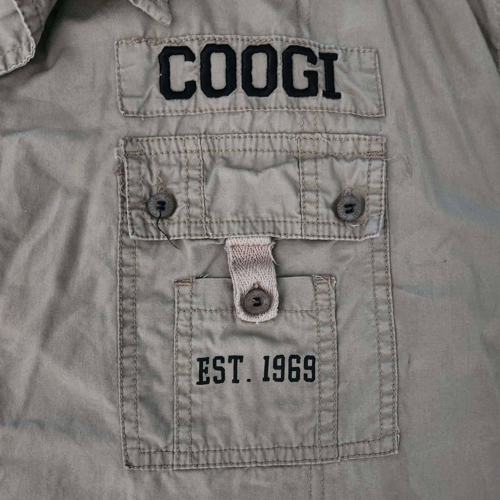 Coogi VINTAGE COOGI Shirt 4XL Button Up Military Tan Pockets Utility Street Rare Mens Size US XXL / EU 58 / 5 - 3 Thumbnail