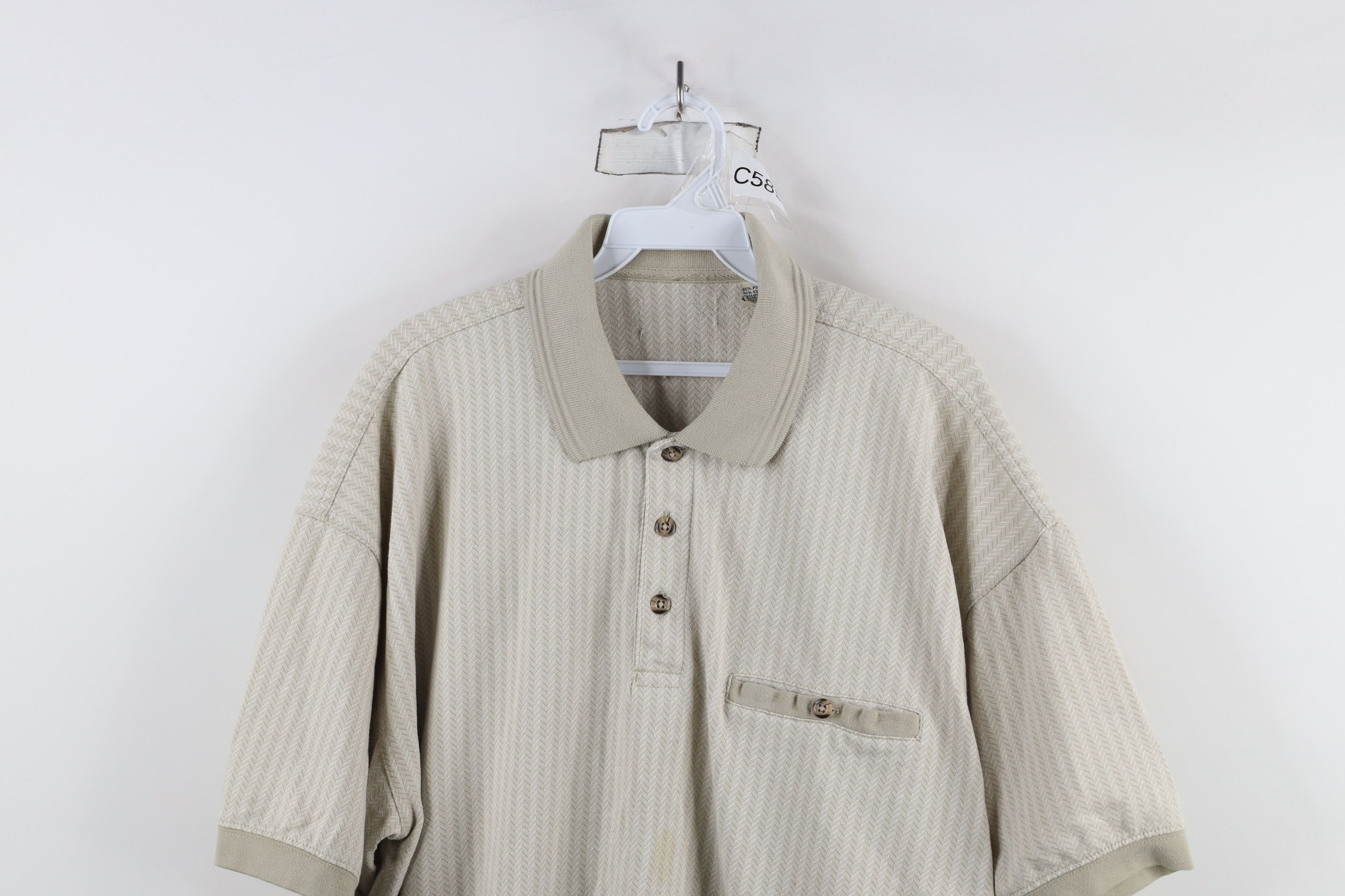 Vintage Vintage 90s Streetwear Herringbone Pullover Polo Shirt Mafia Size US XL / EU 56 / 4 - 2 Thumbnail
