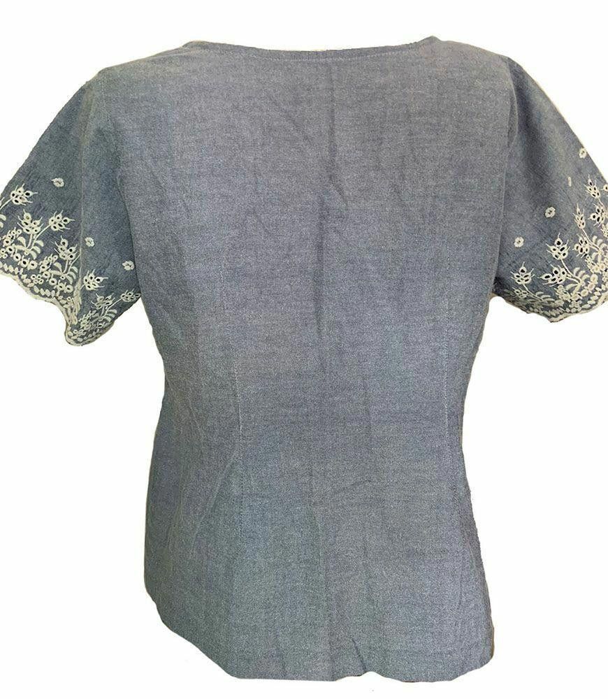 Designer Pre Owned Blue Hand Made Blouse Size M / US 6-8 / IT 42-44 - 2 Thumbnail