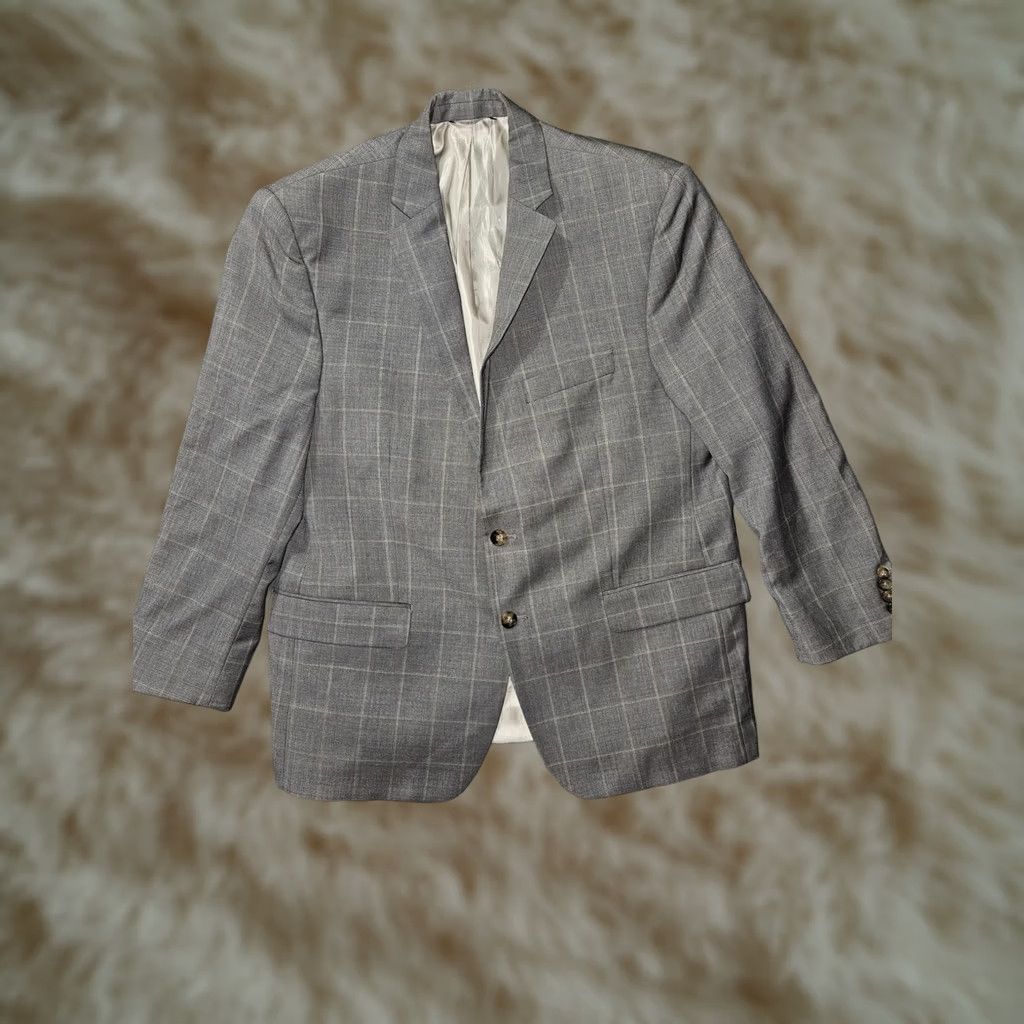 Ralph Lauren Ralph Lauren Blazer Mens 44S Gray Plaid Wool Jacket Dillard's Made in Canada Sport Coat Two-Button Notch Lapel Size 44R - 1 Thumbnail