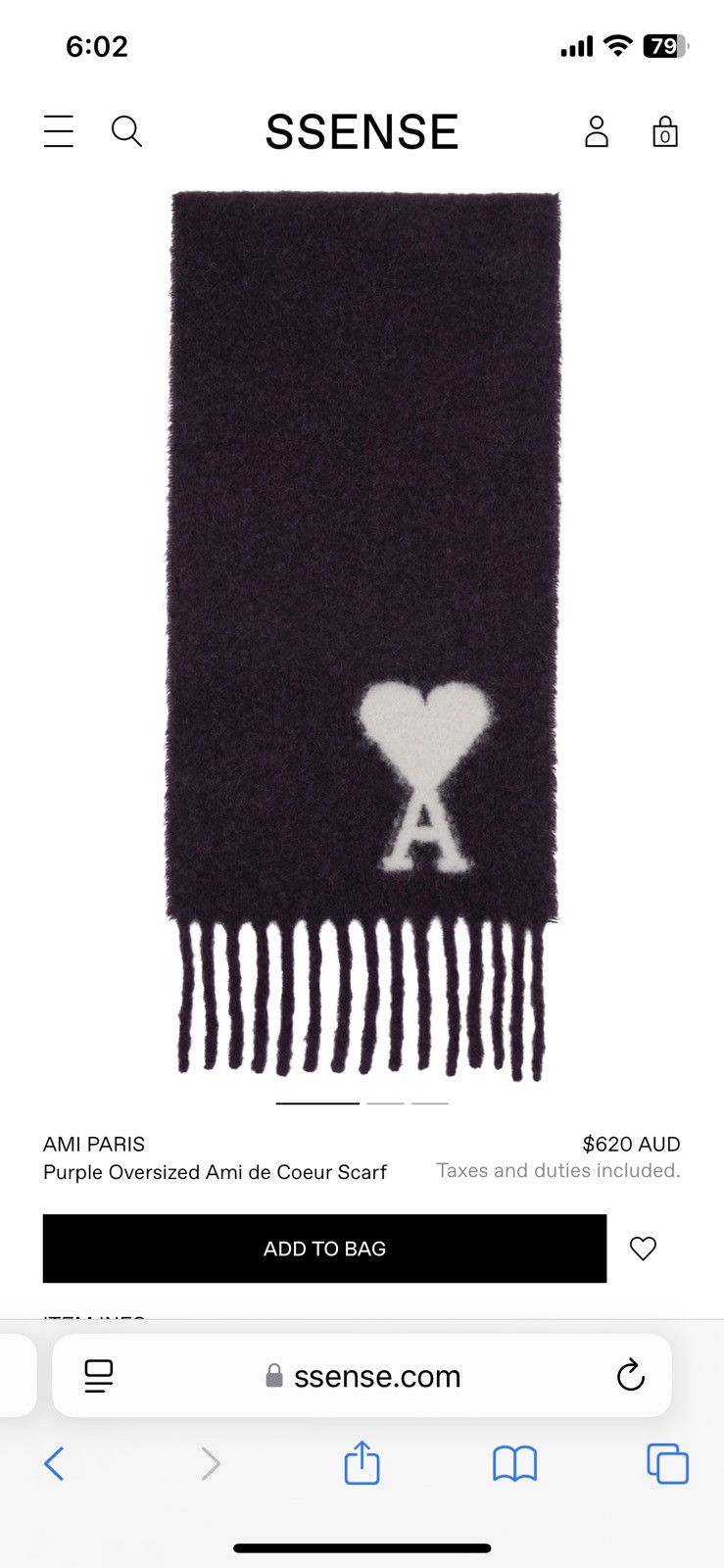 AMI AMI Paris De Coeur scarf in purple Size ONE SIZE - 1 Thumbnail