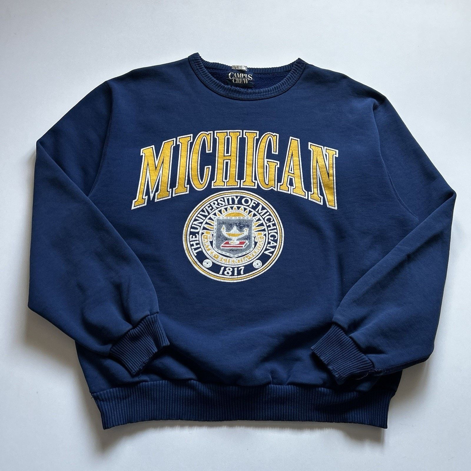 NCAA Vintage 90s The University Of Michigan Crewneck XL USA NCAA Size US XL / EU 56 / 4 - 1 Thumbnail