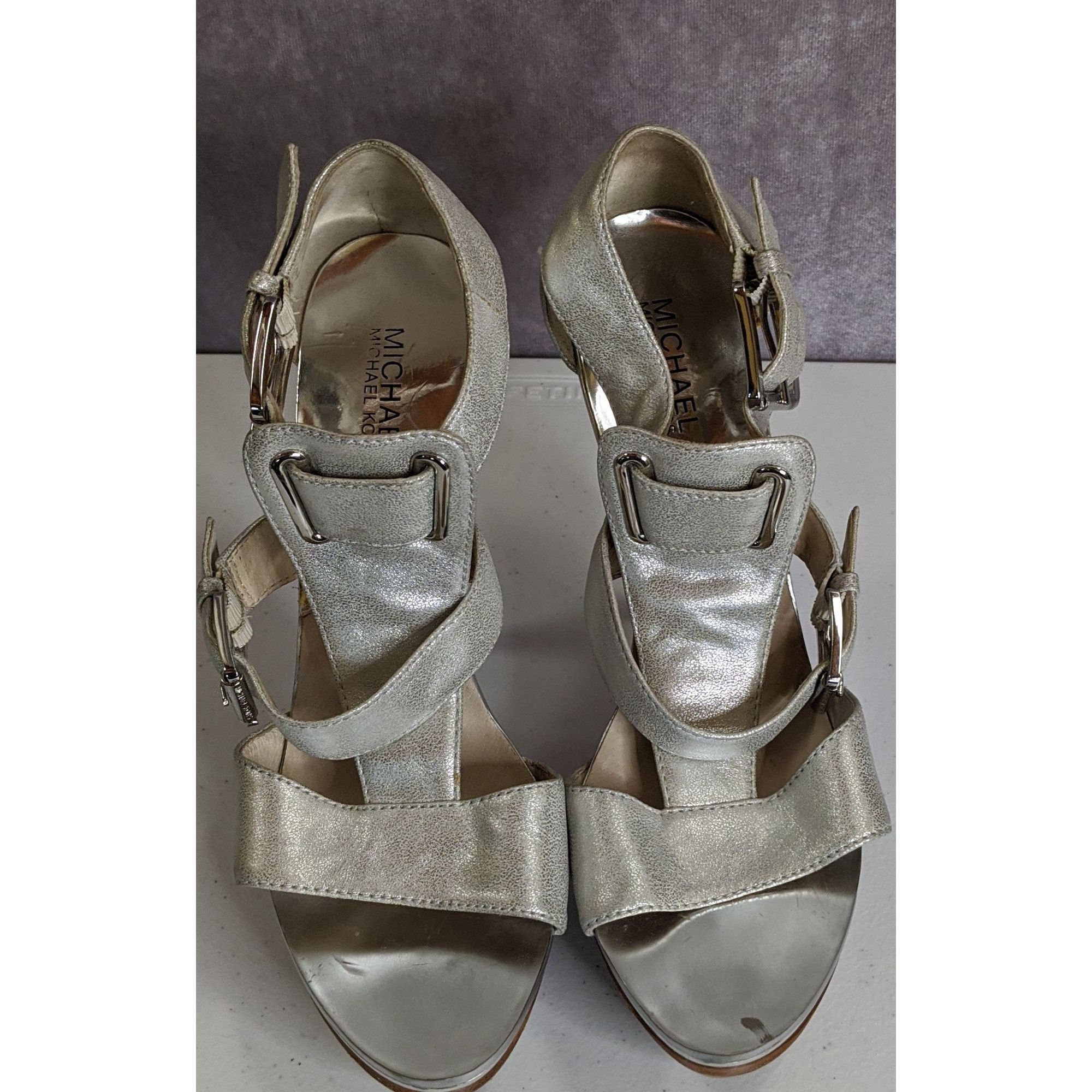Michael Kors Michael Michael Kors Metallic Silver High Heel Sandals 9.5M Size US 9.5 / IT 39.5 - 9 Thumbnail