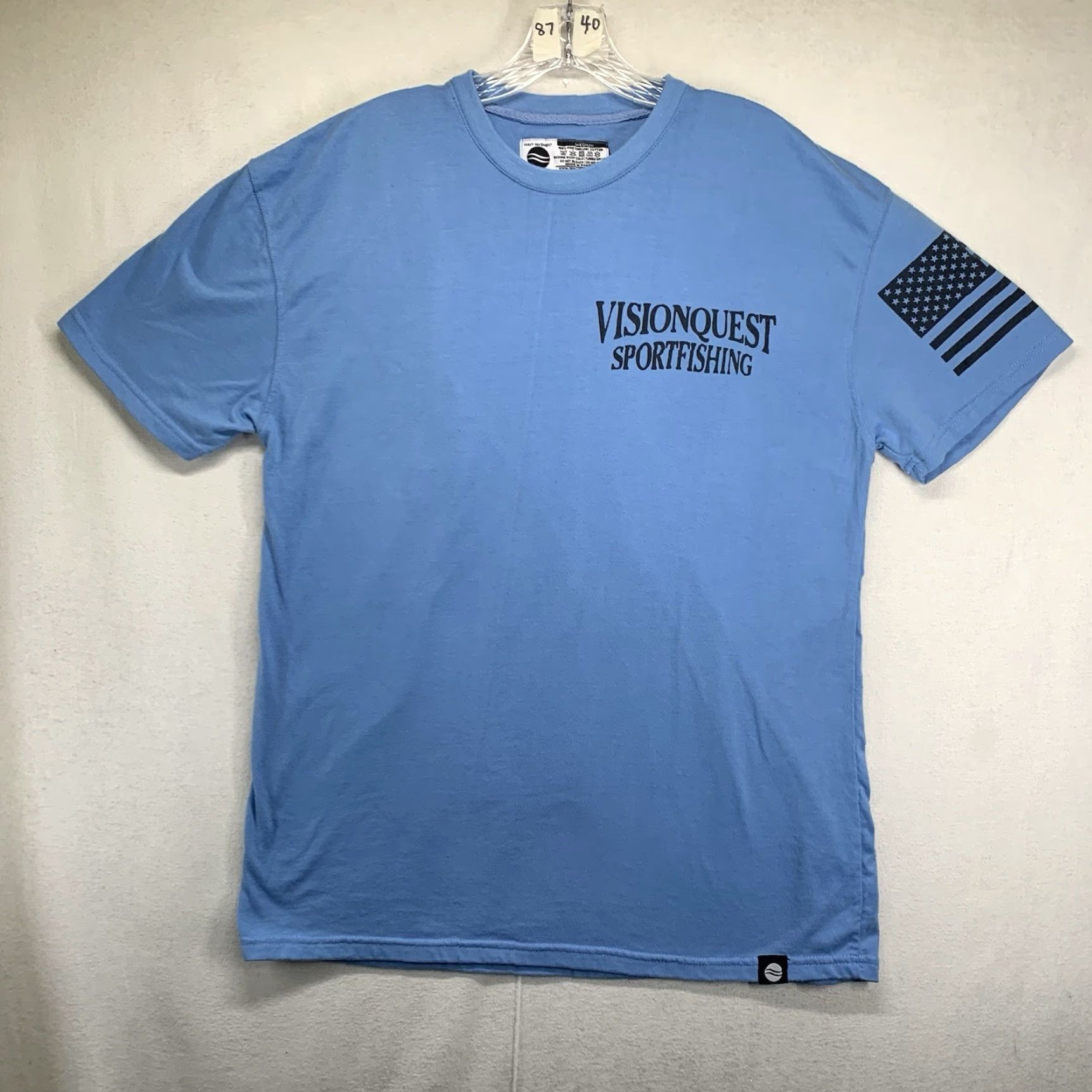 Vintage Vintage Men's Fishing T-Shirt Medium Light Blue Crew Neck Short Sleeve Graphic Print All Seasons Size US M / EU 48-50 / 2 - 2 Thumbnail