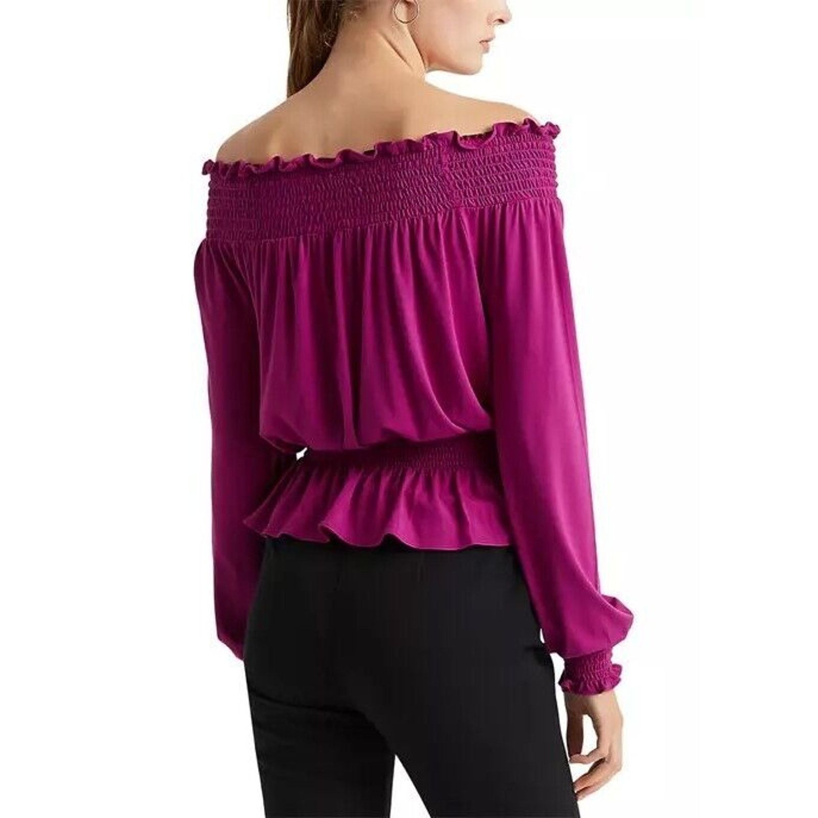 Lauren Ralph Lauren Ralph Lauren Women Off-the-Shoulder Peplum Blouse Size M Size M / US 6-8 / IT 42-44 - 2 Thumbnail