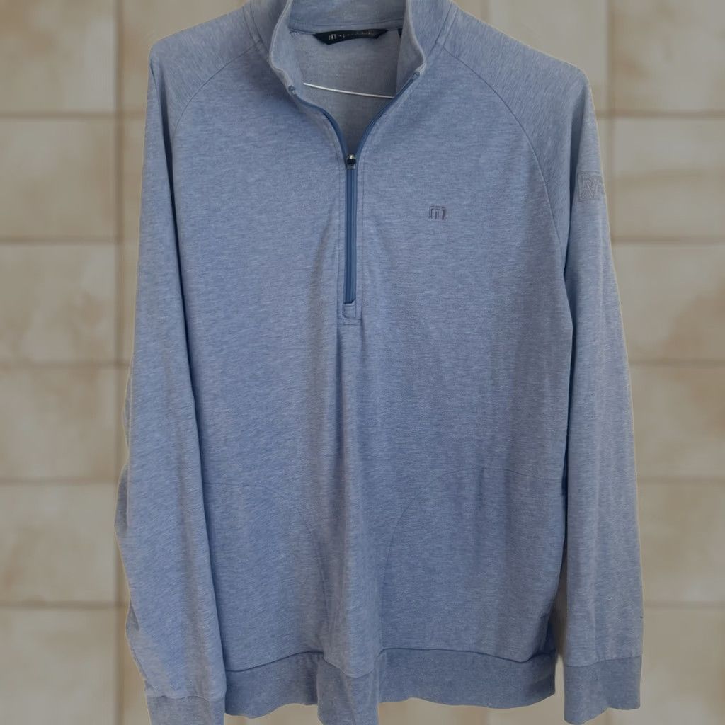 TravisMathew TRAVIS MATHEW Performance 1/4 Zip Light Blue Pullover Sleeve Logo Men's Sweater L Size US M / EU 48-50 / 2 - 1 Thumbnail