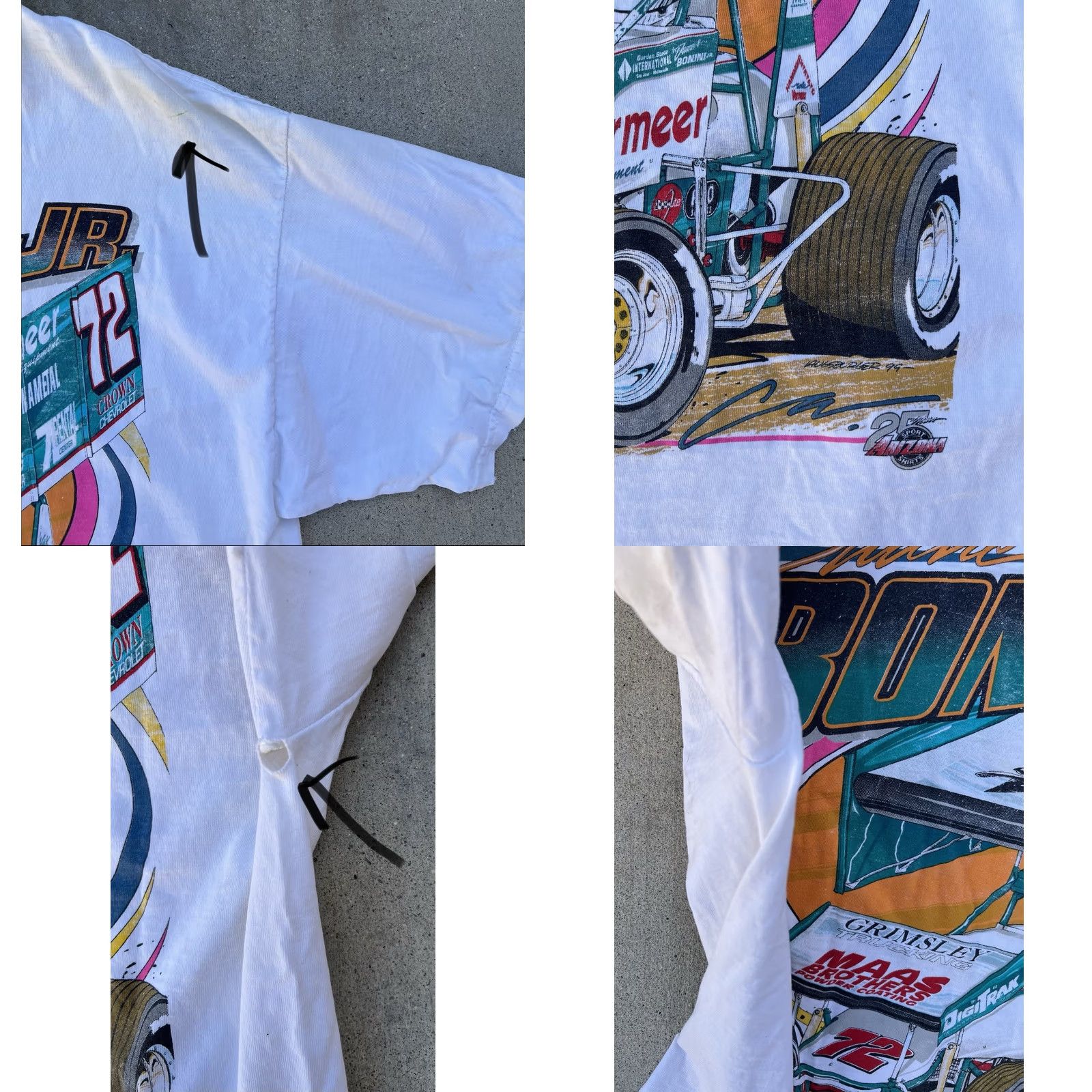 Vintage VINTAGE 1994 Duane Bonini Jr 72 Sprint Car Racing Shirt XL Worn Holes Size US XL / EU 56 / 4 - 10 Thumbnail