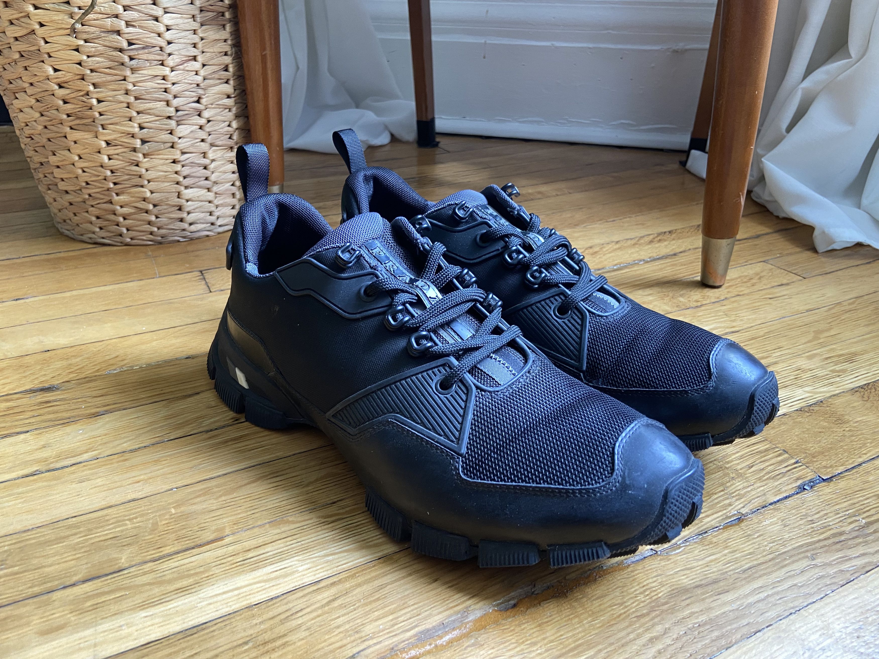 Prada Black Leather & Mesh Crossection Sneakers Size US 9.5 / EU 42-43 - 2 Thumbnail