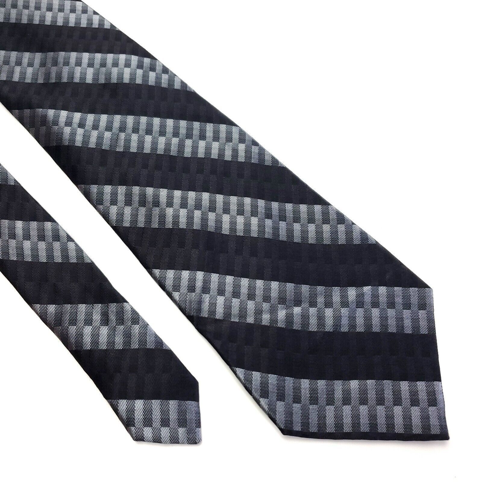 Croft & Barrow Croft & Barrow Black Gray Striped Geometric Silk Tie Size ONE SIZE - 1 Thumbnail
