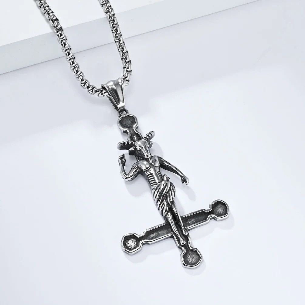 Jewelry Baphomet Goat Satanic Satan Demon Devil Statement Necklace Size ONE SIZE - 6 Thumbnail