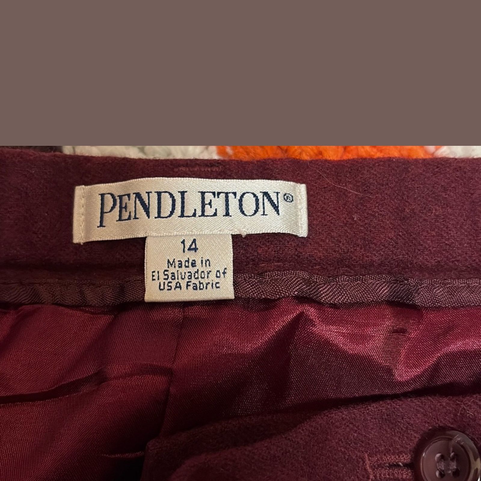 Pendleton VTG Pendleton Burgundy 100% Virgin Wool Trousers Sz 14 Size 36" / US 14 / IT 50 - 5 Thumbnail