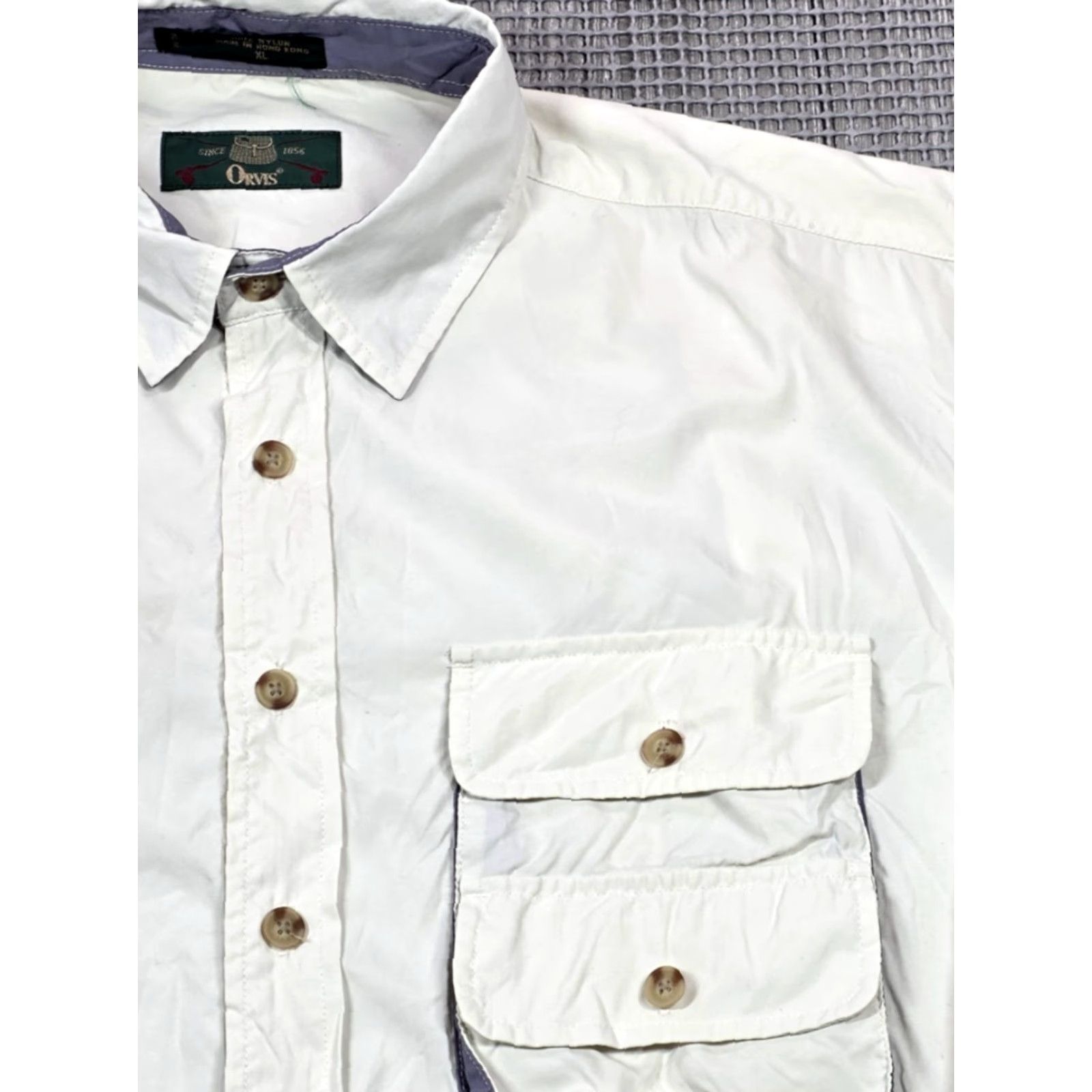 Orvis Orvis Shirt Button-Up Fisherman XL Gray Nylon 90s Vintage Mens Size US XL / EU 56 / 4 - 4 Thumbnail