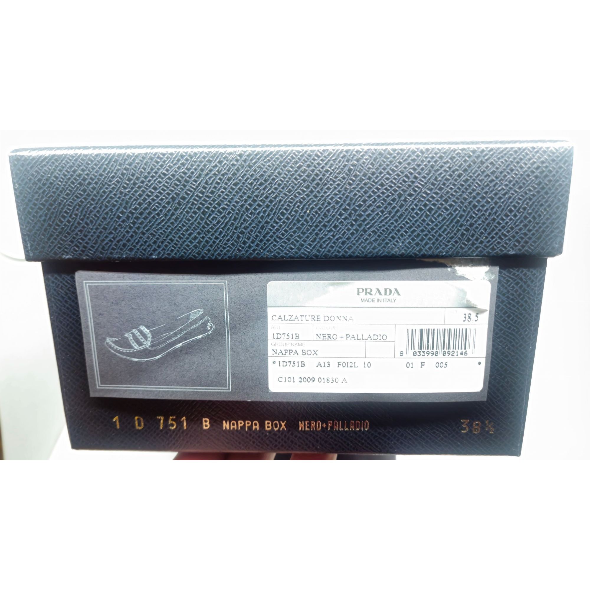 Prada Prada Black Leather Studded Loafers Size 38.5 In Original Bo Size US 8.5 / IT 38.5 - 4 Thumbnail